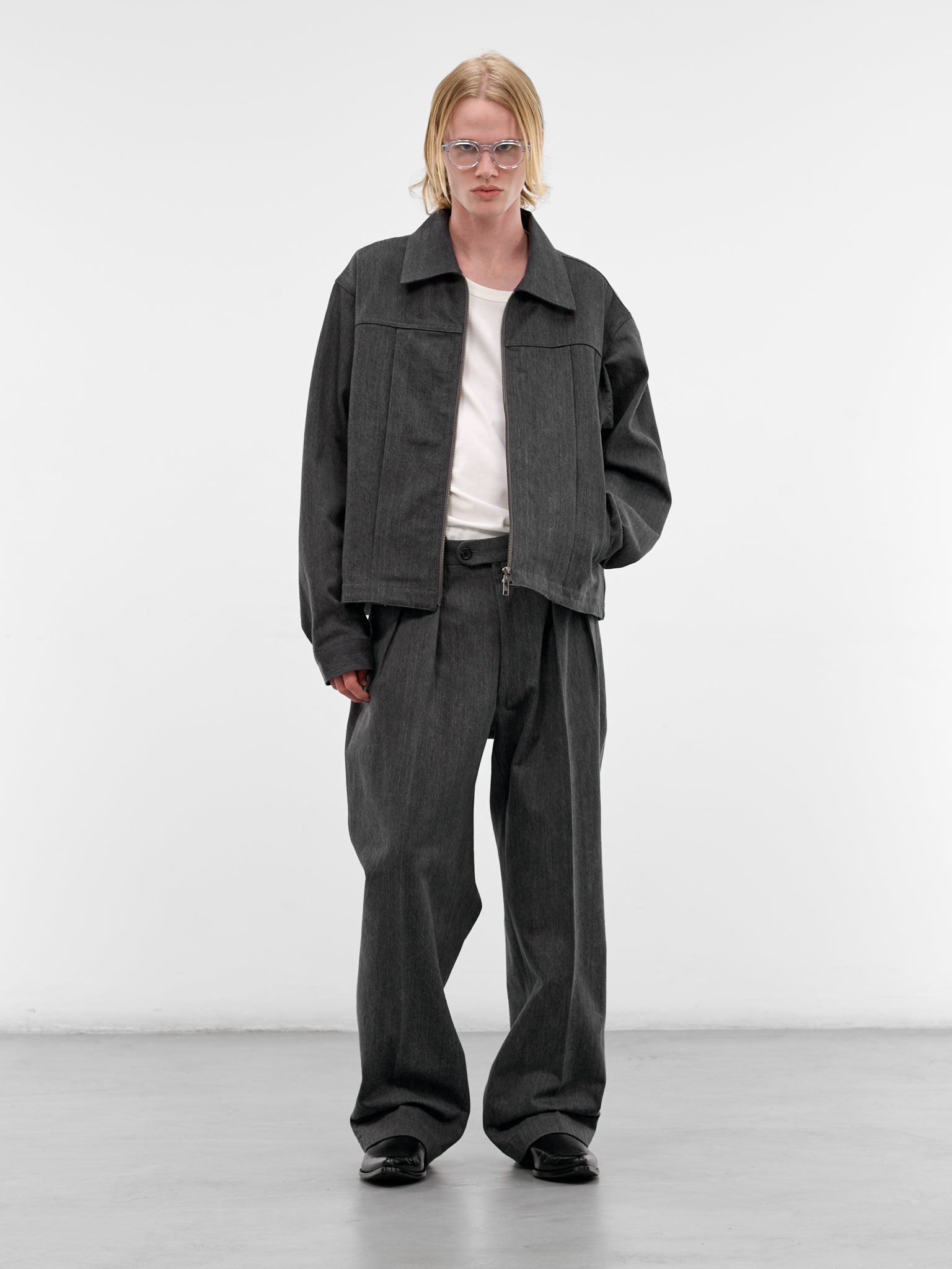 Gray Denim Boxy Zip Jacket (RM261-015-GRAY)