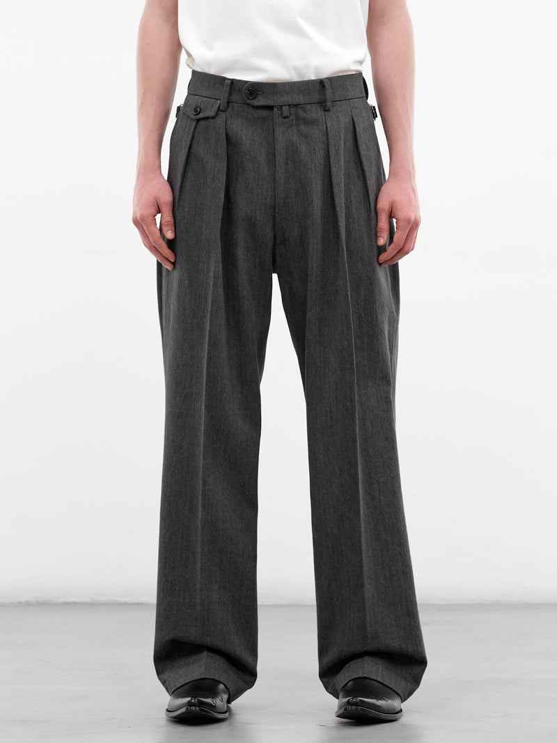 Gray Denim Wide Pleated Trousers (RM261-017-GRAY)