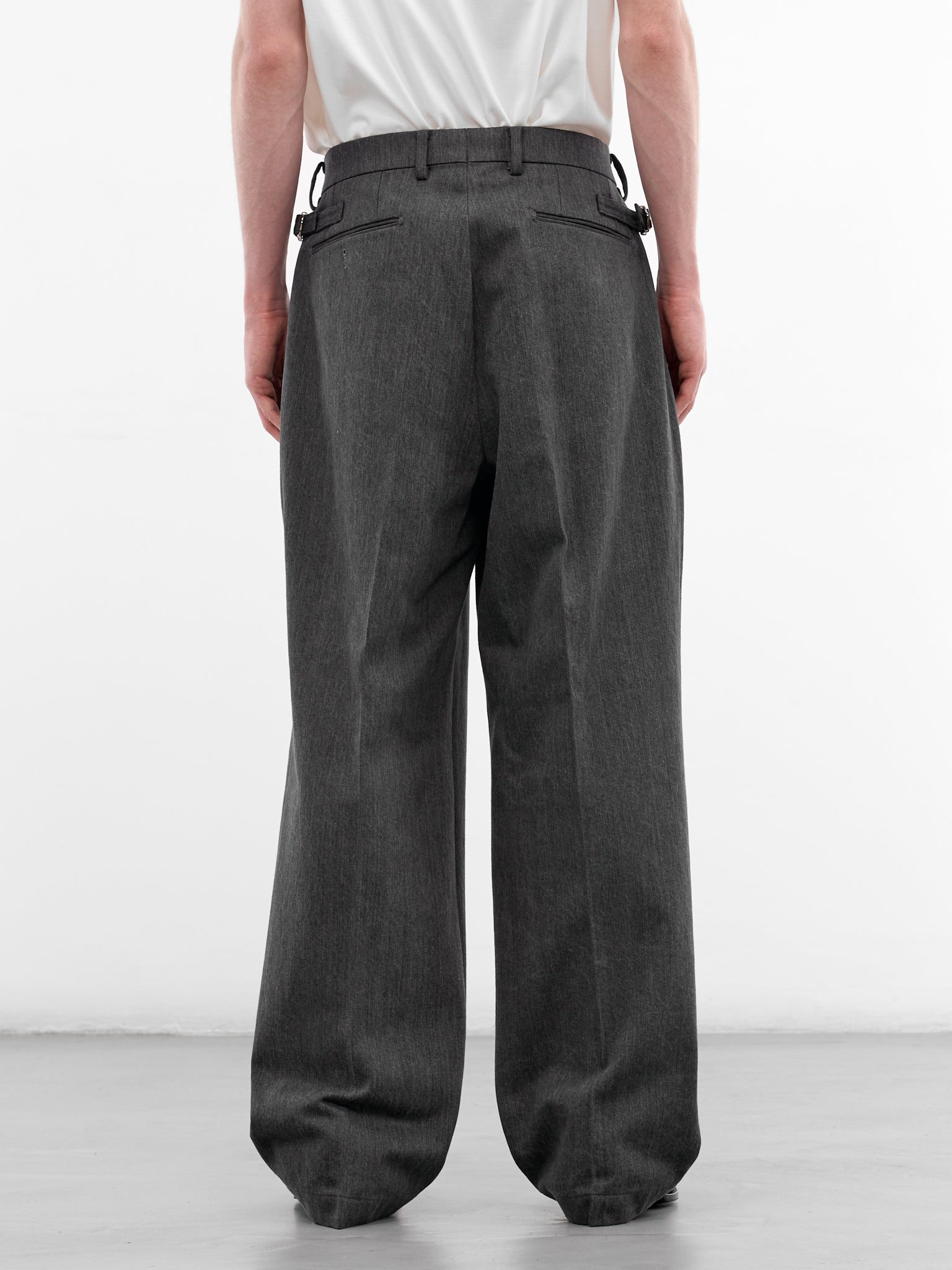 Gray Denim Wide Pleated Trousers (RM261-017-GRAY)