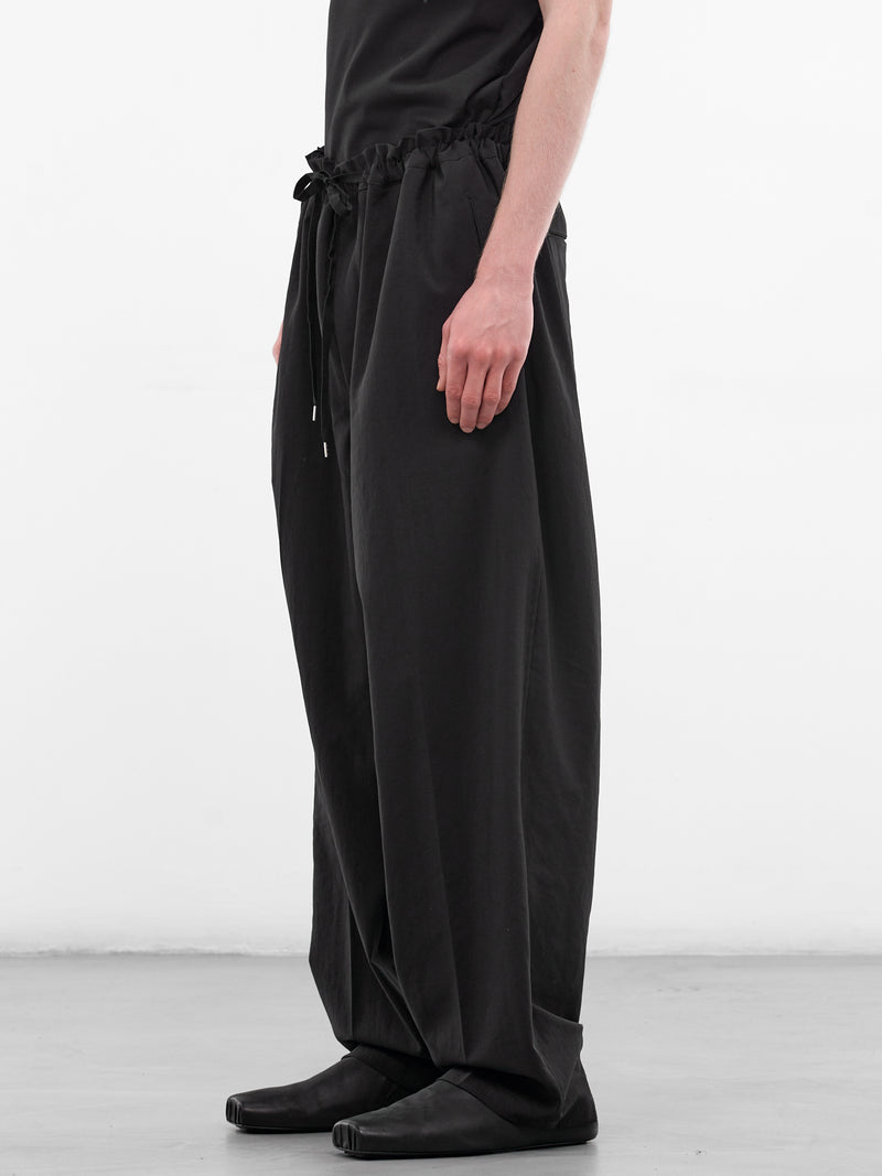 Black Gathered Drawstring Baggy Pants (RM261-040-BLACK)