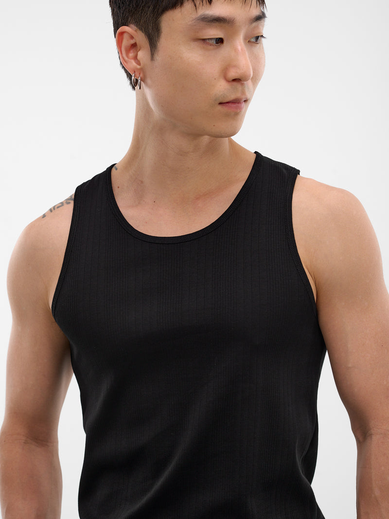 Black Cotton Ribbed Tank Top (RM261-048-BLACK)