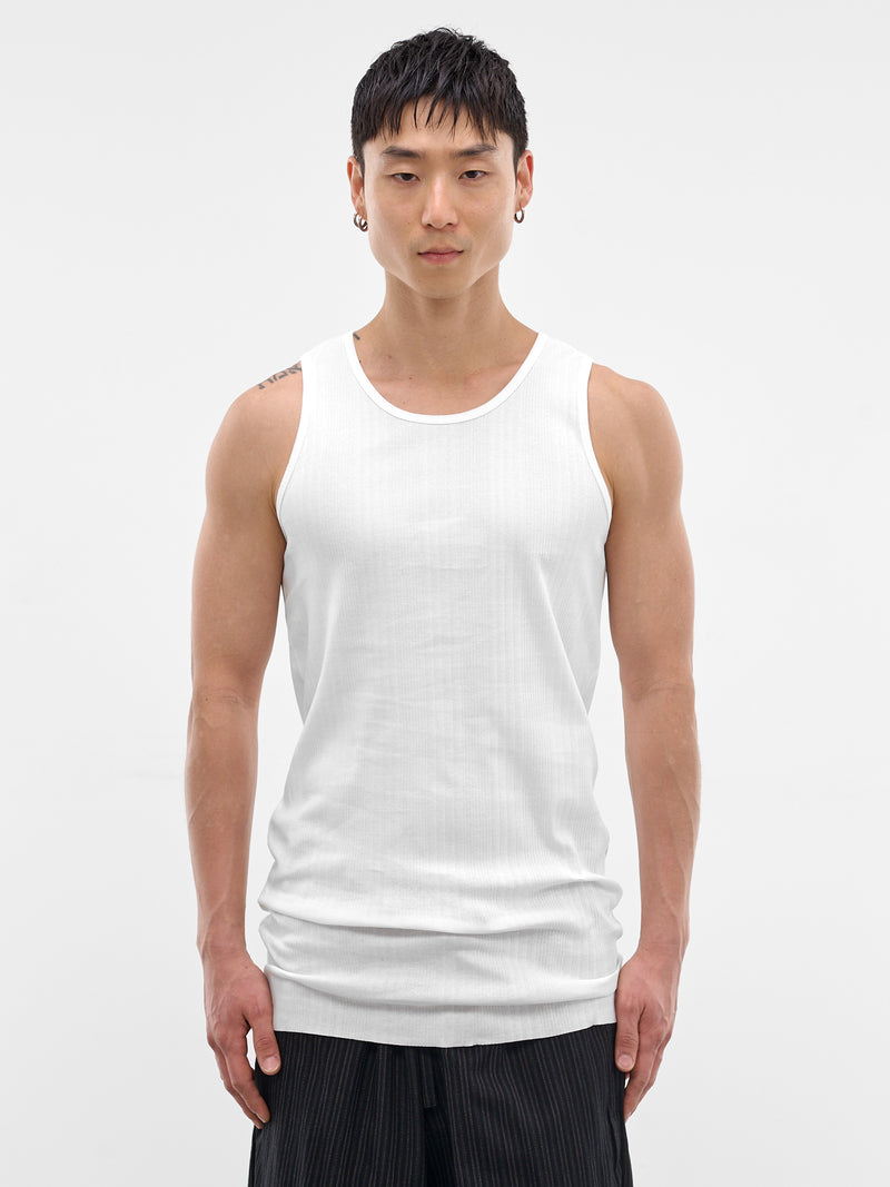 White Cotton Ribbed Tank Top (RM261-048-WHITE)