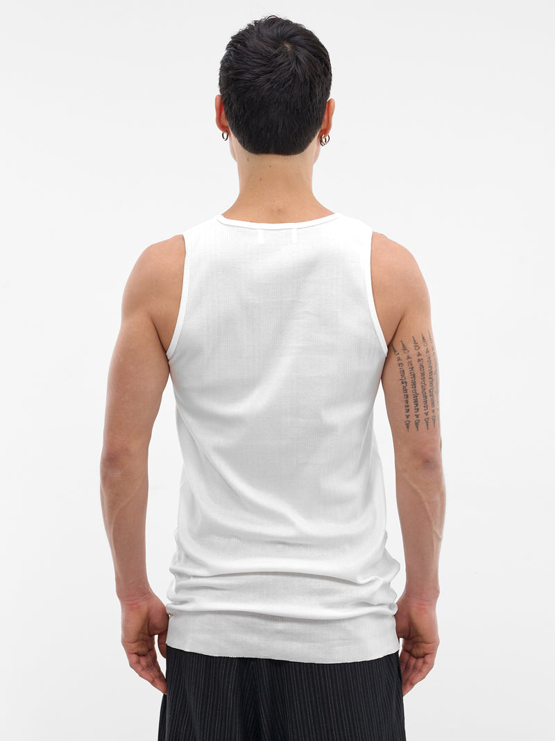 White Cotton Ribbed Tank Top (RM261-048-WHITE)