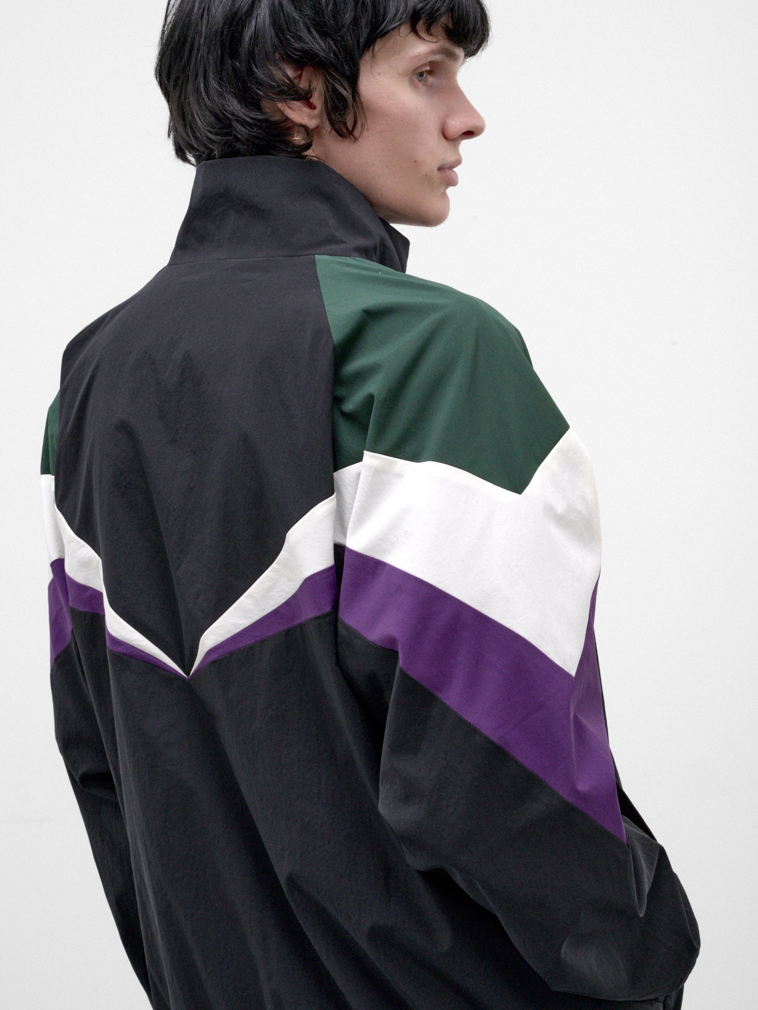 Paneled Chevron Track Jacket ( RM262-013-BLACK)