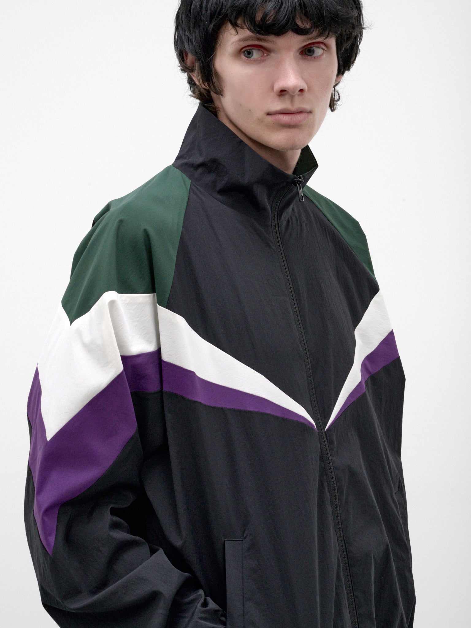 Paneled Chevron Track Jacket ( RM262-013-BLACK)