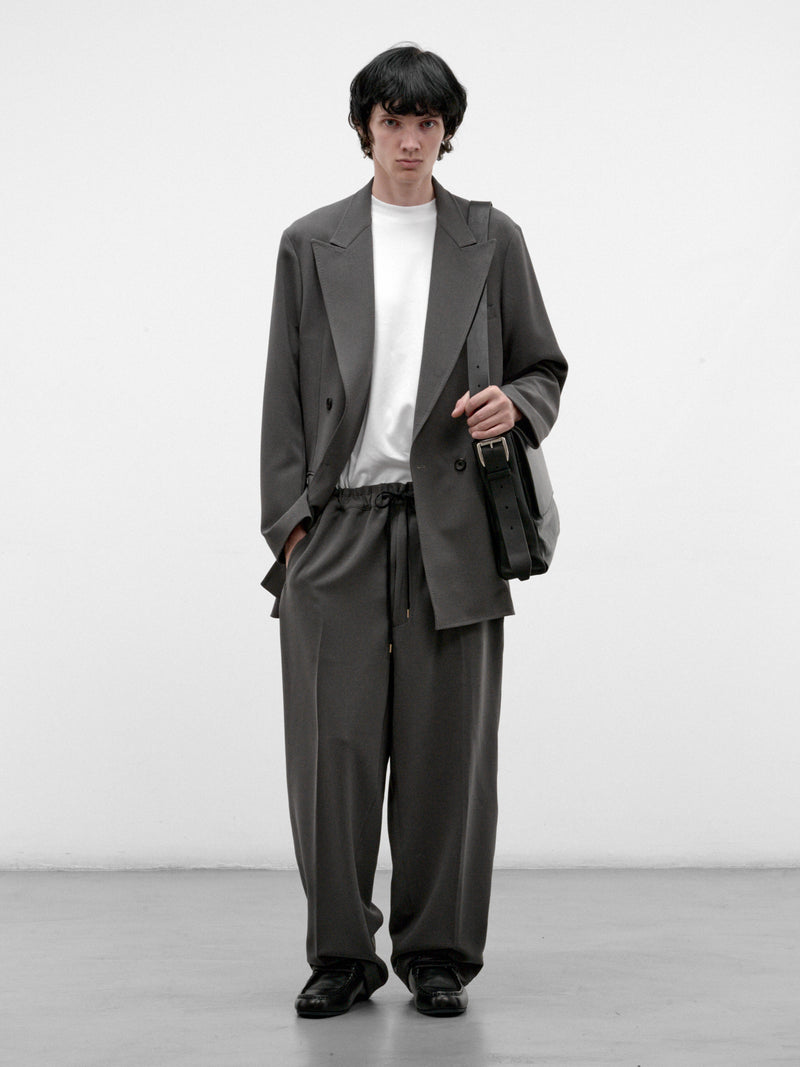 Gray Wide Leg Drawstring Trousers (RM262-009-GRAY)