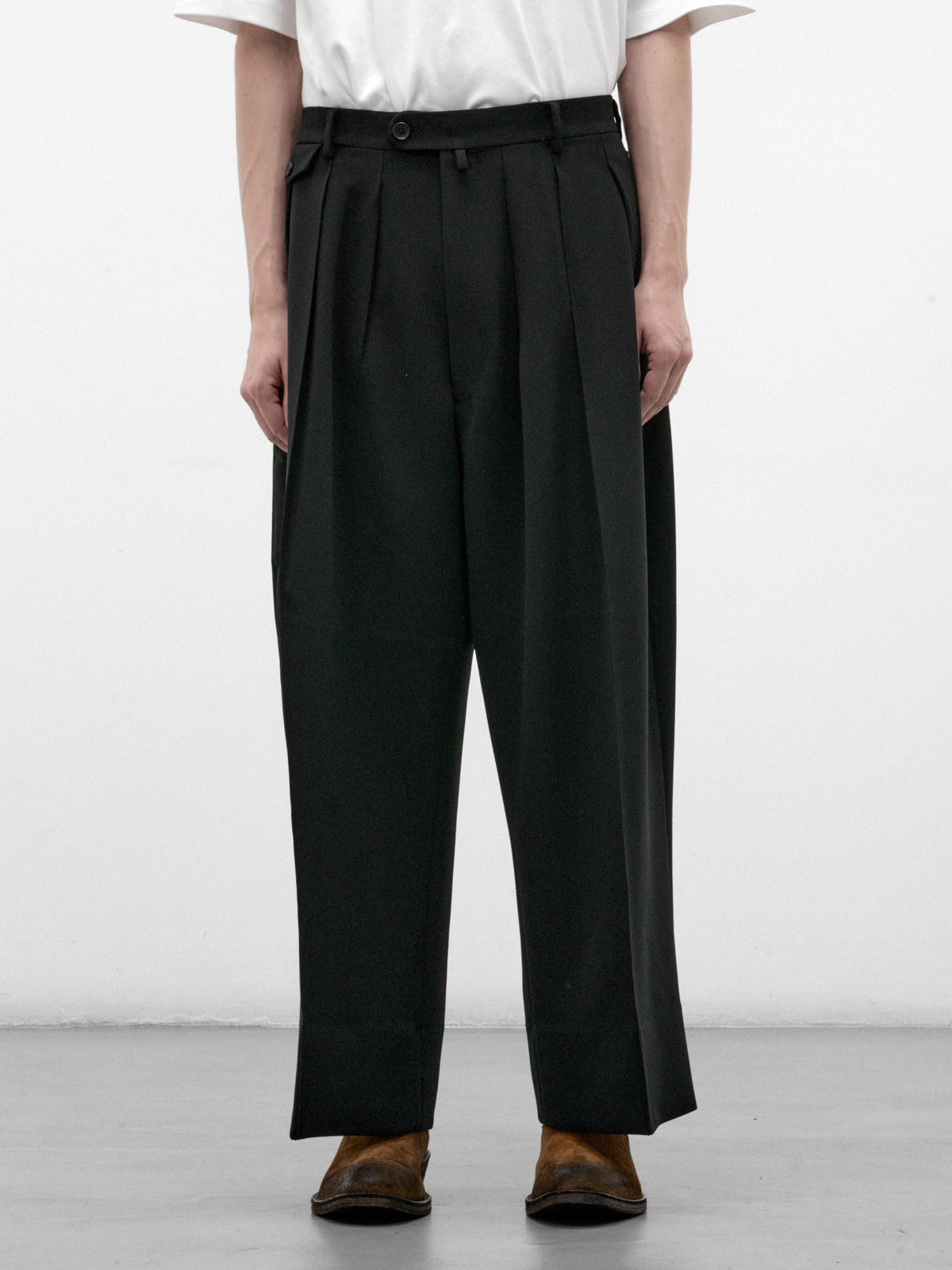 Black Wide Leg Trousers (RM262-007-BLACK)