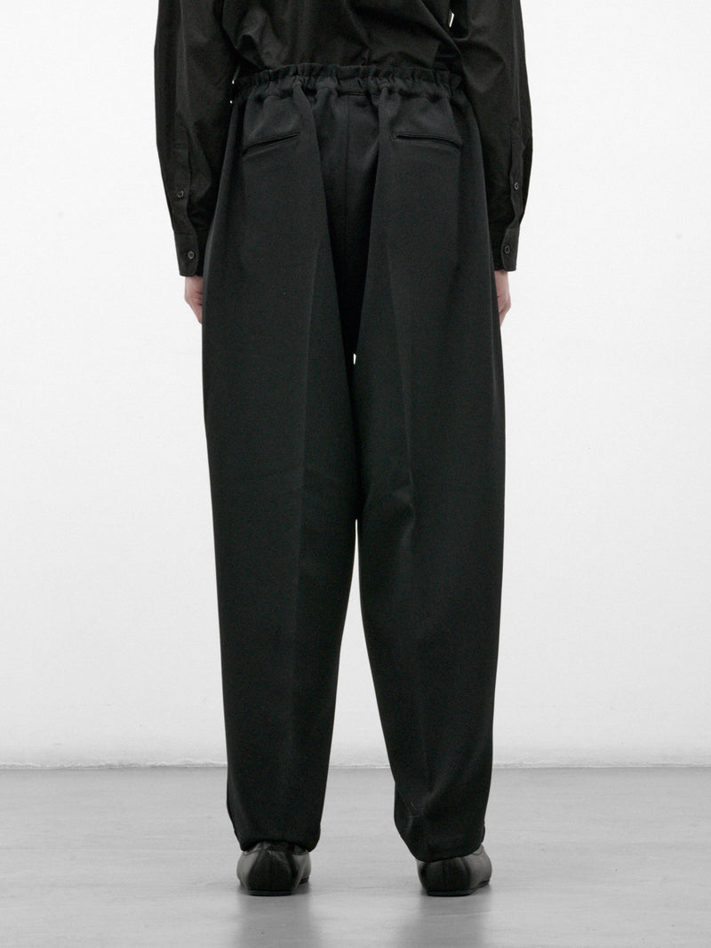 Black Wide Leg Drawstring Trousers (RM262-009-BLACK)