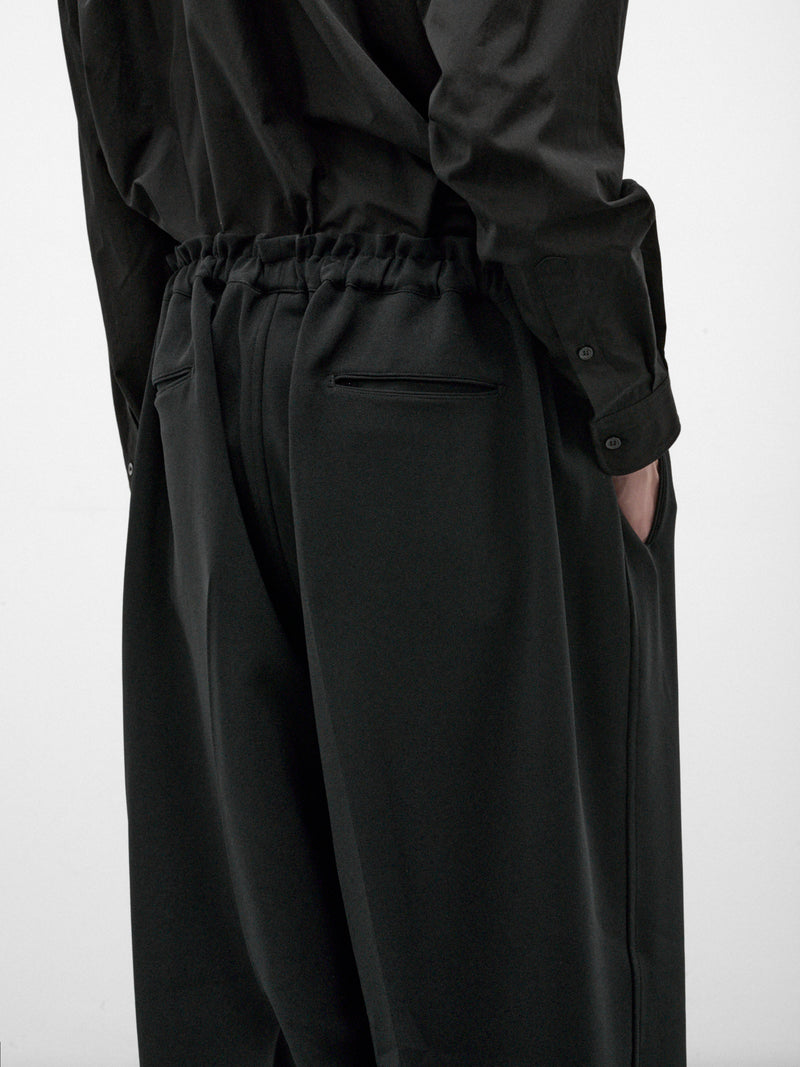 Black Wide Leg Drawstring Trousers (RM262-009-BLACK)
