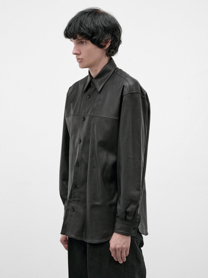 Black Lamb Leather Shirt (RM262-001-BLACK)