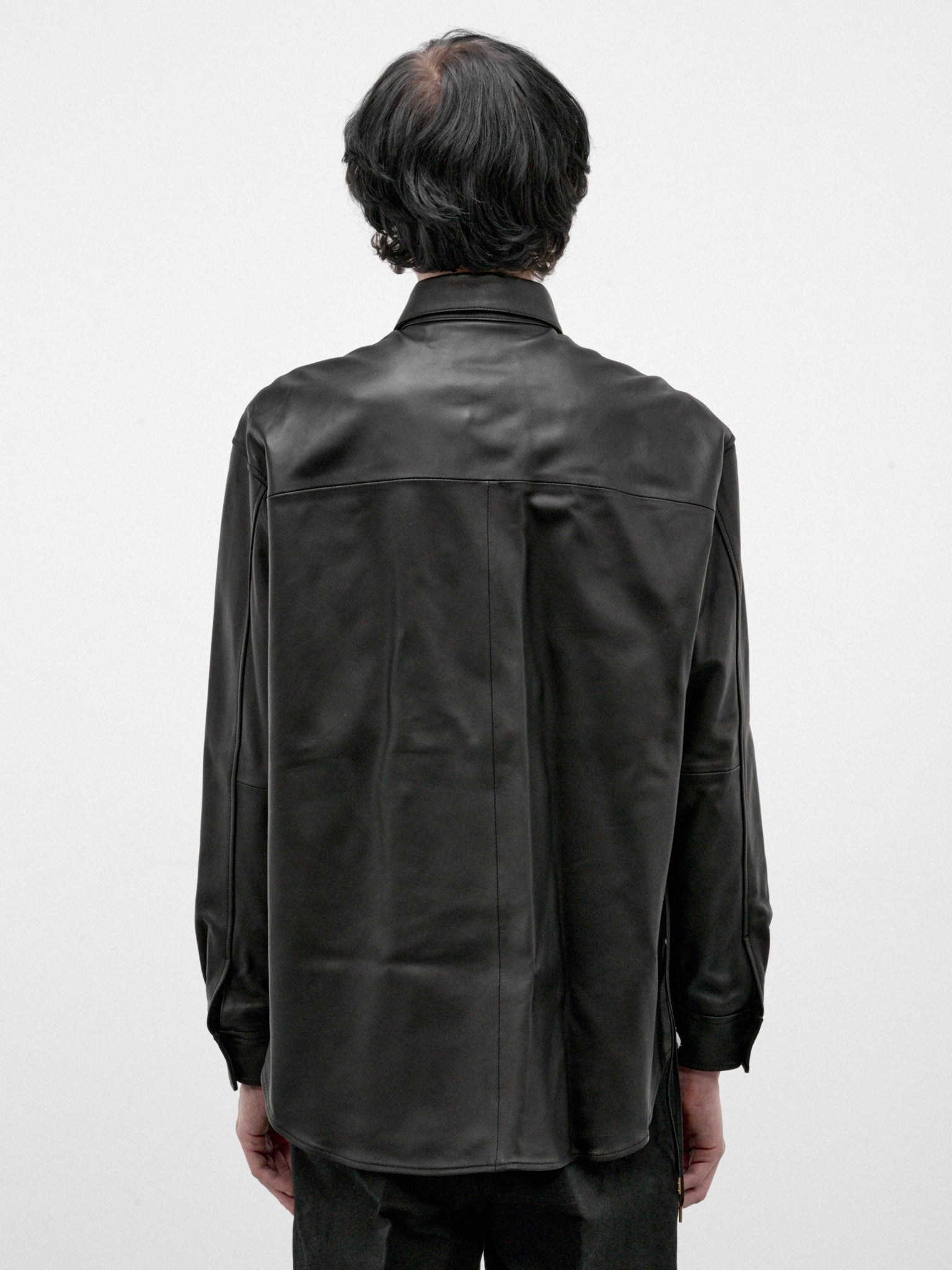 Black Lamb Leather Shirt (RM262-001-BLACK)