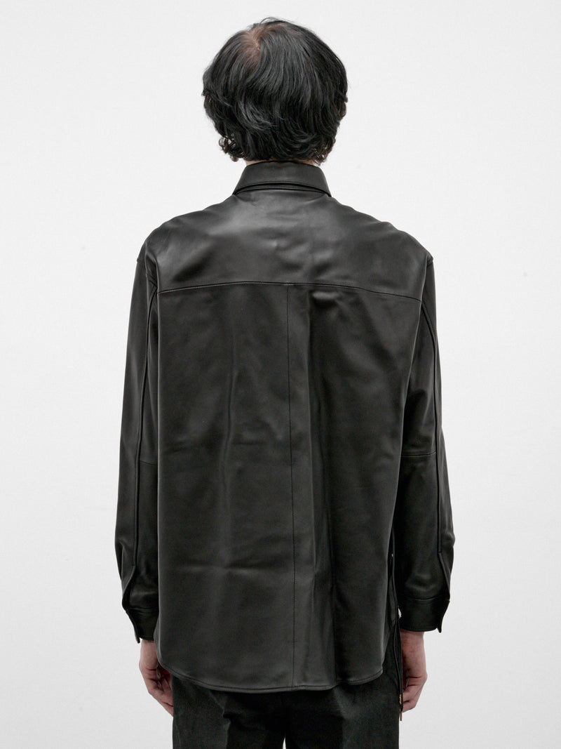 Black Lamb Leather Shirt (RM262-001-BLACK)