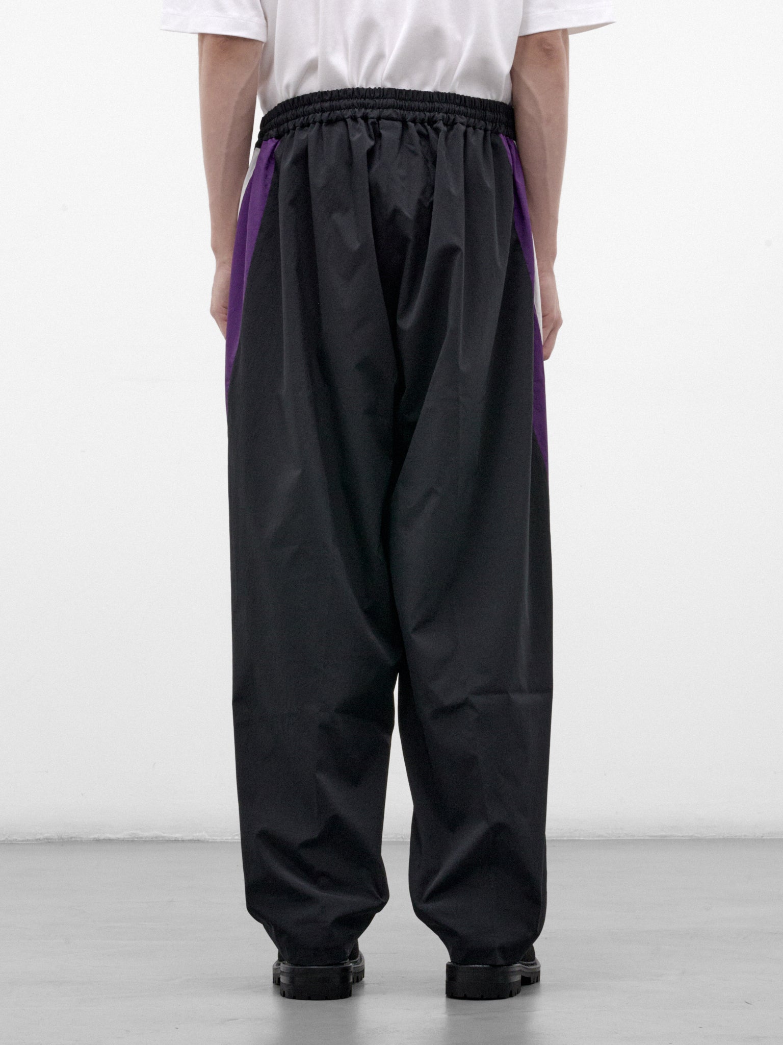 Black Wide Leg Track Pants (RM262-014-BLACK)