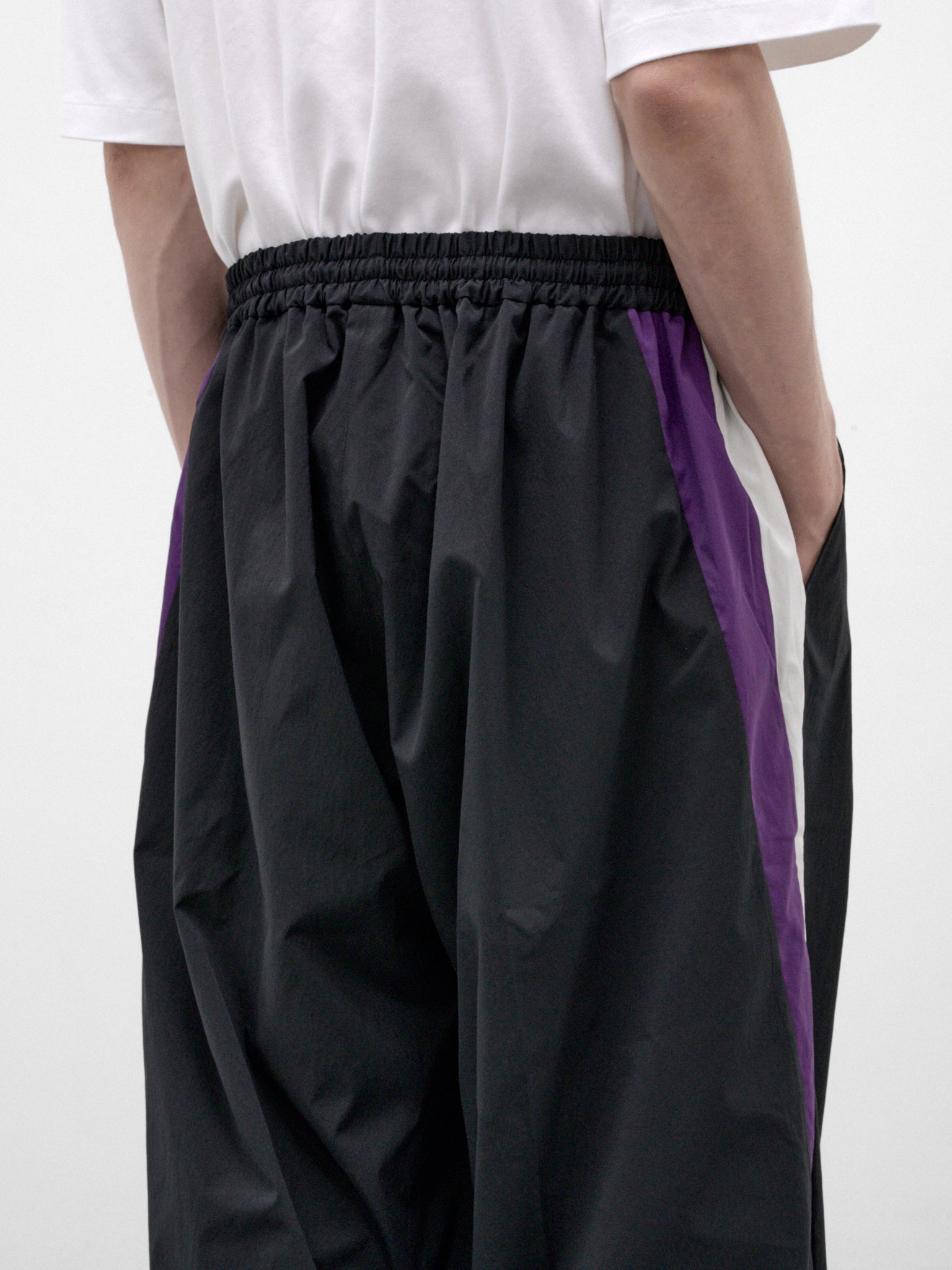 Black Wide Leg Track Pants (RM262-014-BLACK)