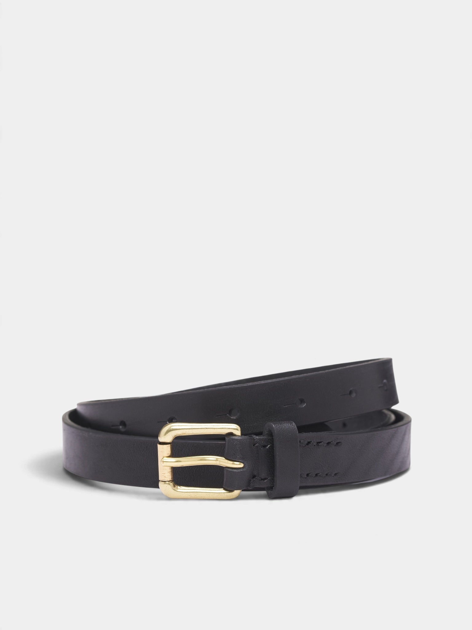 Black Leather Roll Buckle Belt (RM262-025-BLACK)