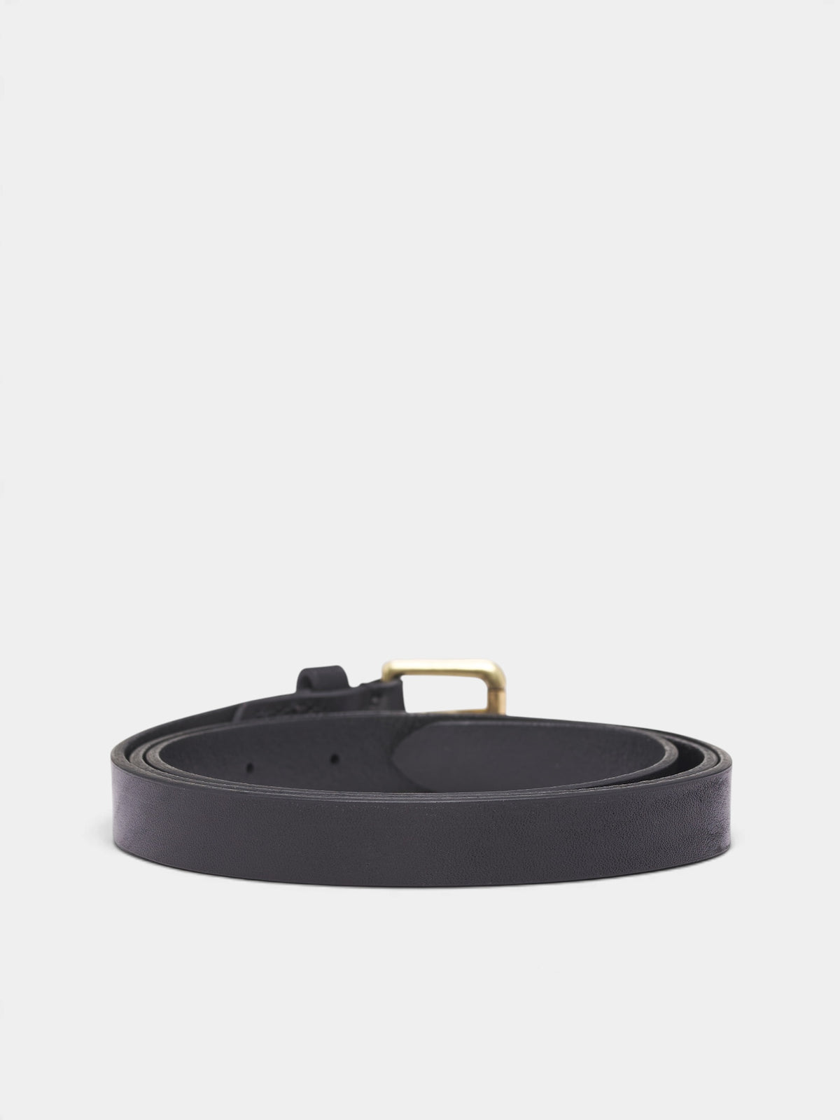 Black Leather Roll Buckle Belt (RM262-025-BLACK)