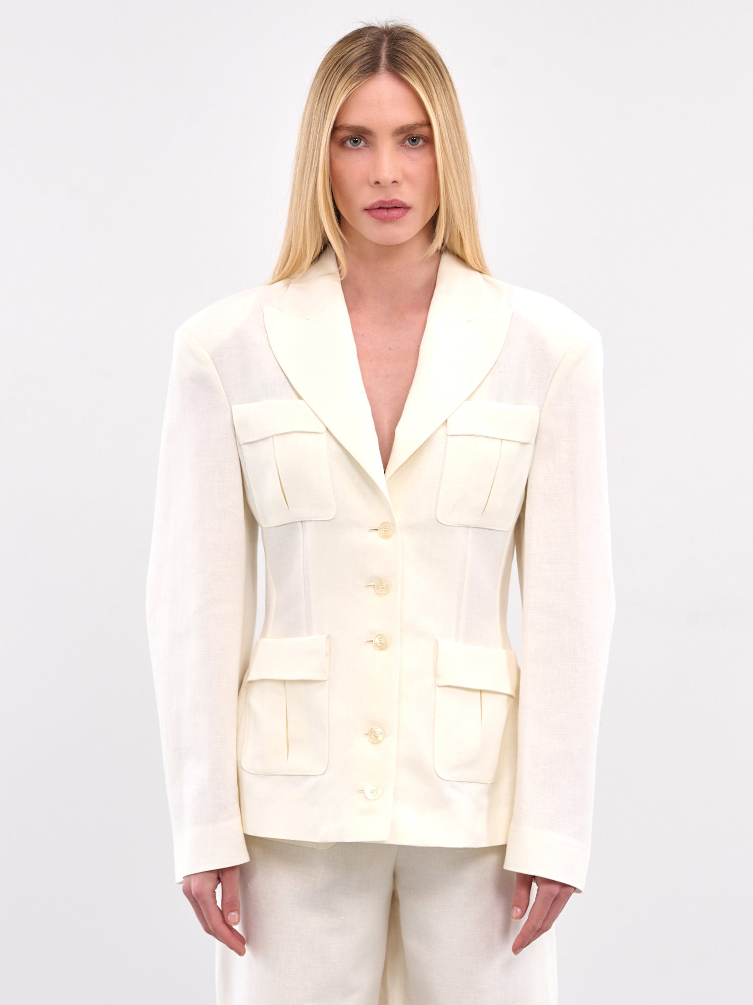 Tailored Cargo Blazer (ROWA15170ARA372-WHITE)