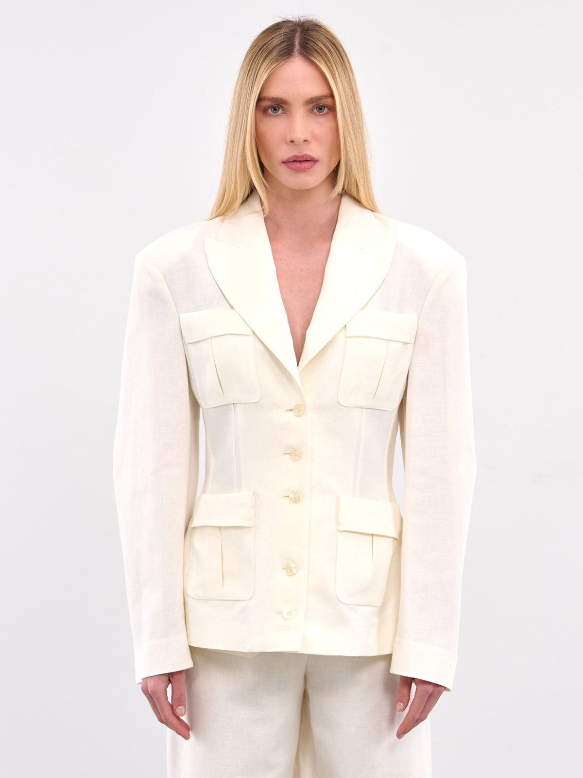 Tailored Cargo Blazer (ROWA15170ARA372-WHITE)