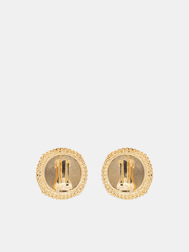 Round Cut Crystal Earrings (RR-A315133-YELLOW-GOLD)