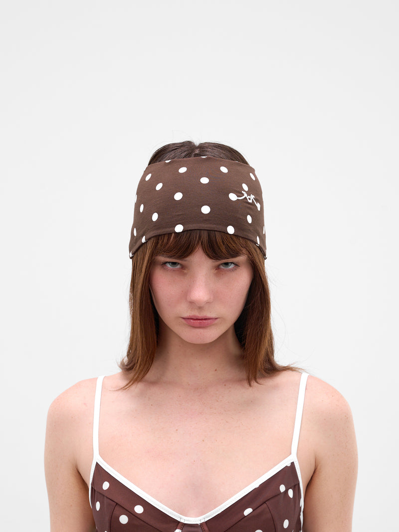 Brown Polka Dot Jersey Headband (RR-F04-BROWN-POLKA-DOTS)