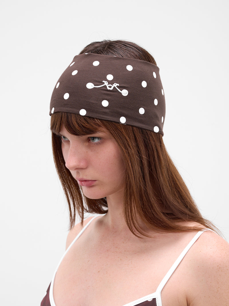 Brown Polka Dot Jersey Headband (RR-F04-BROWN-POLKA-DOTS)