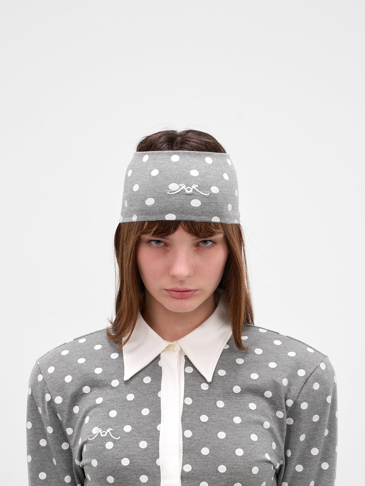 Gray Polka Dot Jersey Headband (RR-F04-GREY-POLKA-DOTS)