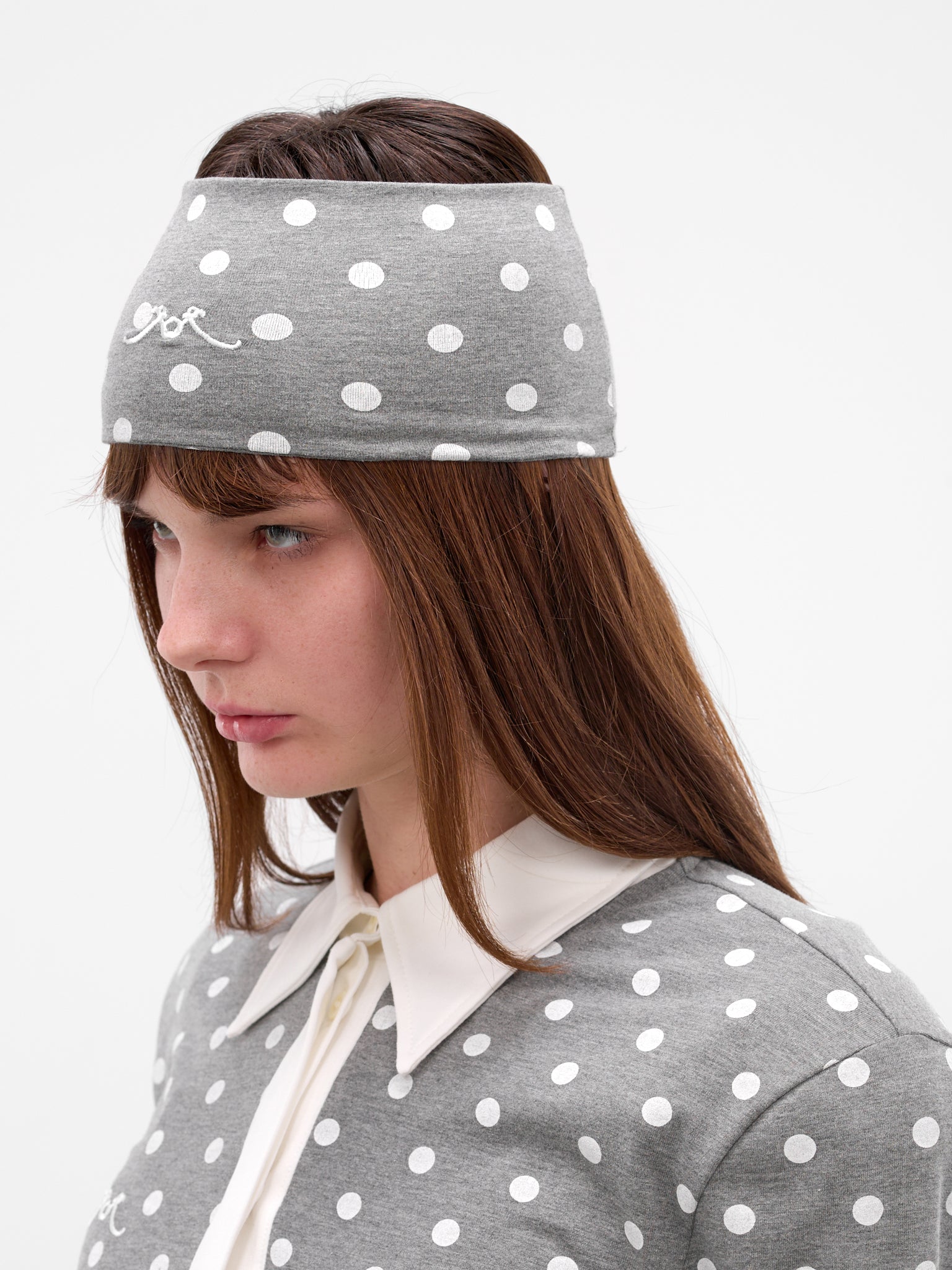 Gray Polka Dot Jersey Headband (RR-F04-GREY-POLKA-DOTS)
