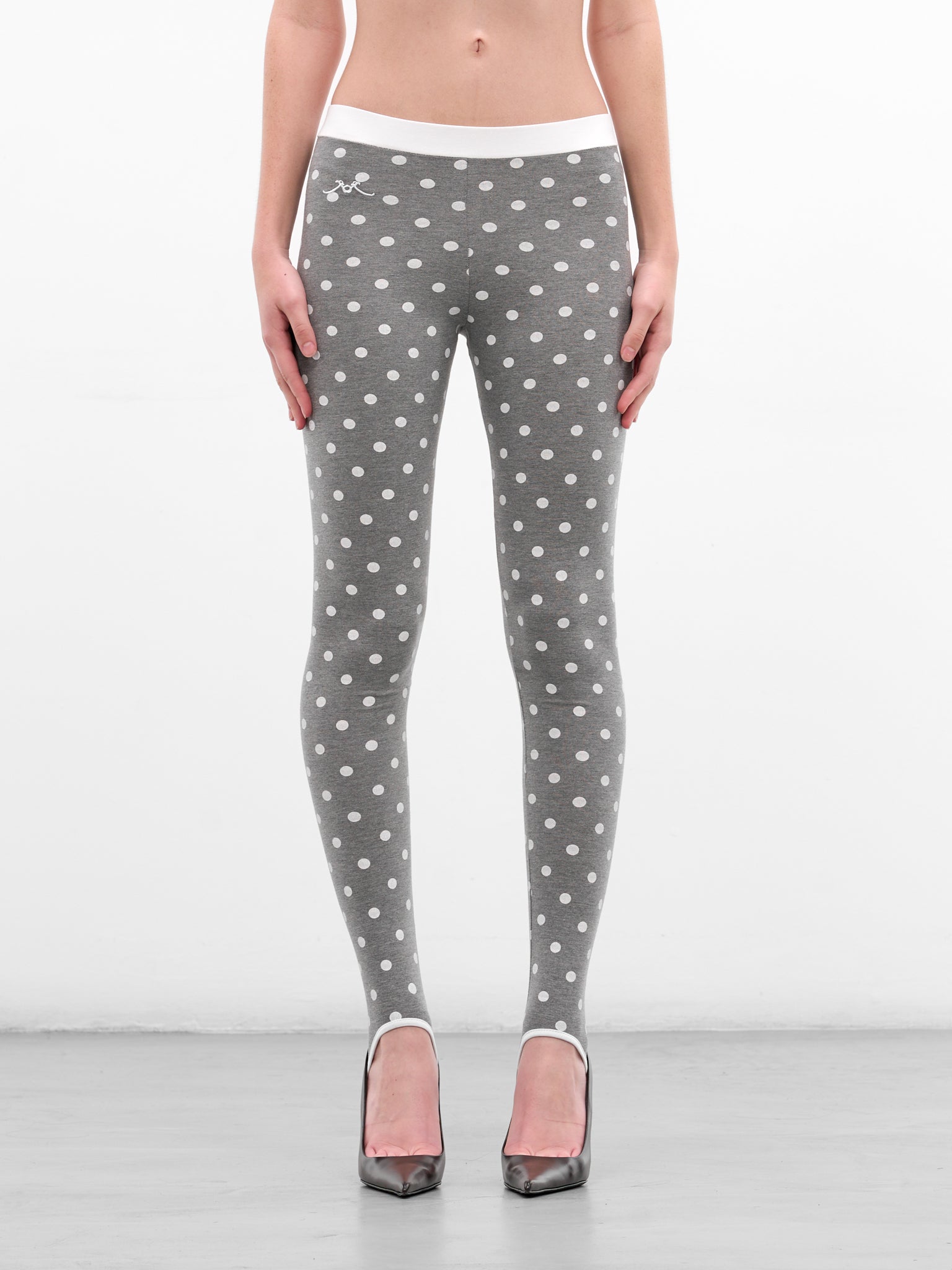 Gray Polka Dots Jersey Leggings (RR-J114-GREY-POLKA-DOTS)