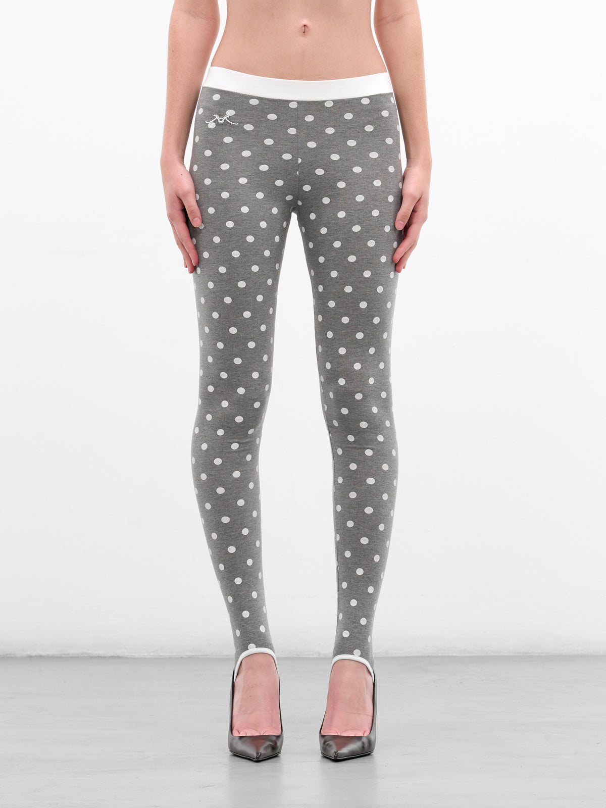 Gray Polka Dots Jersey Leggings (RR-J114-GREY-POLKA-DOTS)