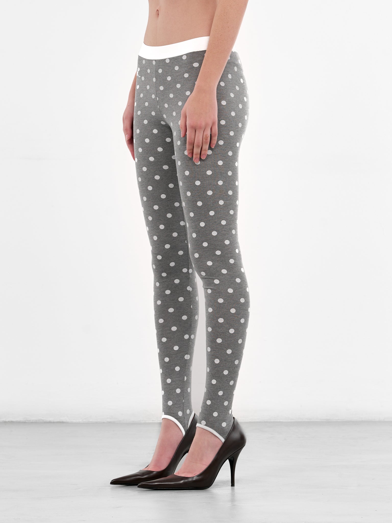 Gray Polka Dots Jersey Leggings (RR-J114-GREY-POLKA-DOTS)