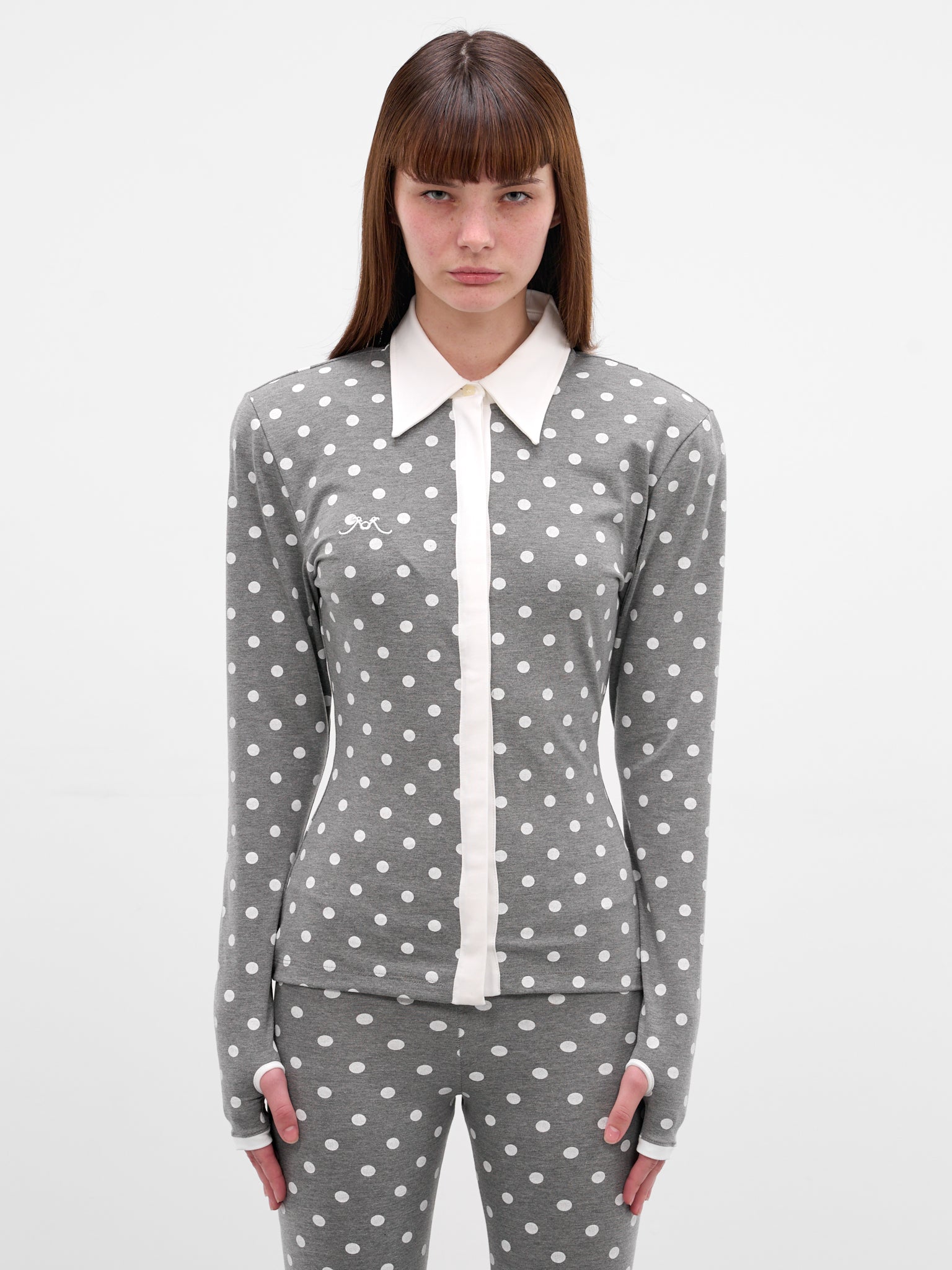 Gray Polka Dot Jersey Polo (RR-J115-GREY-POLKA-DOTS)