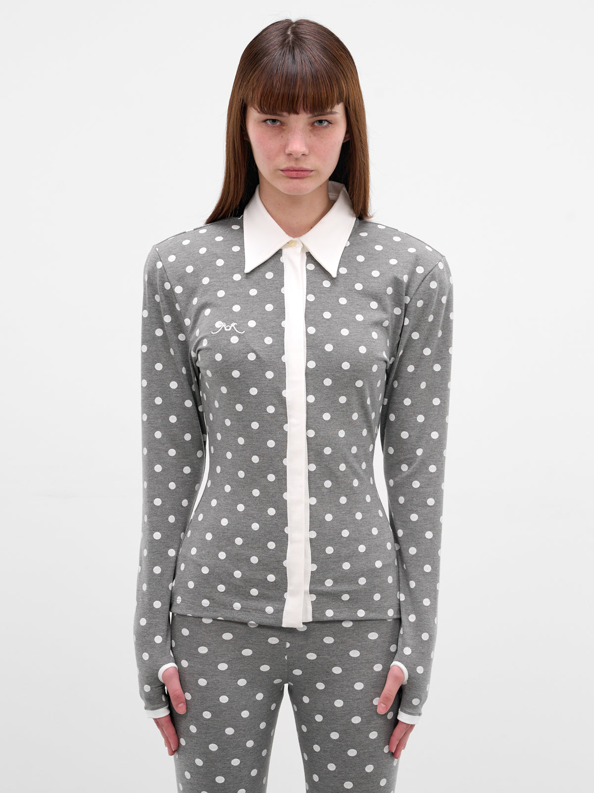 Gray Polka Dot Jersey Polo (RR-J115-GREY-POLKA-DOTS)