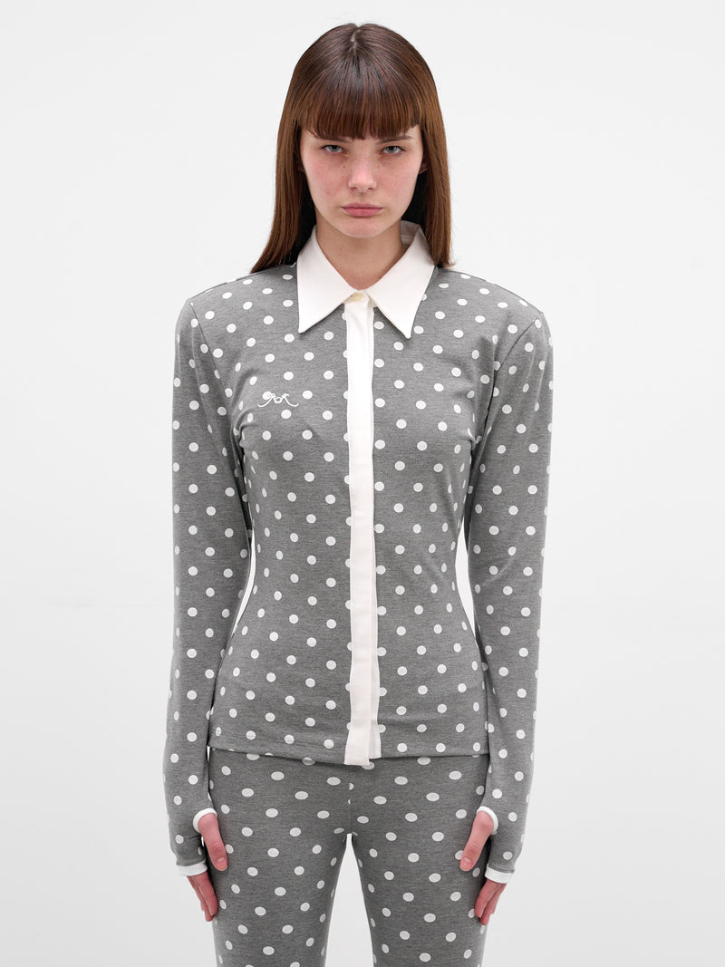 Gray Polka Dot Jersey Polo (RR-J115-GREY-POLKA-DOTS)