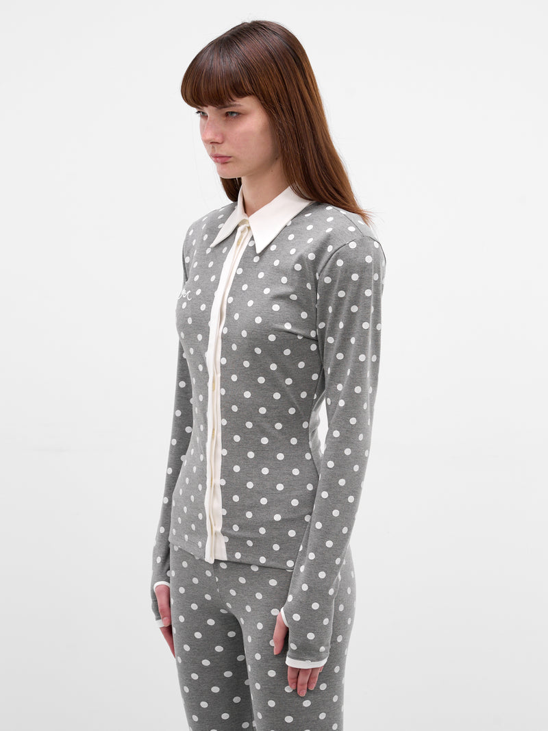 Gray Polka Dot Jersey Polo (RR-J115-GREY-POLKA-DOTS)