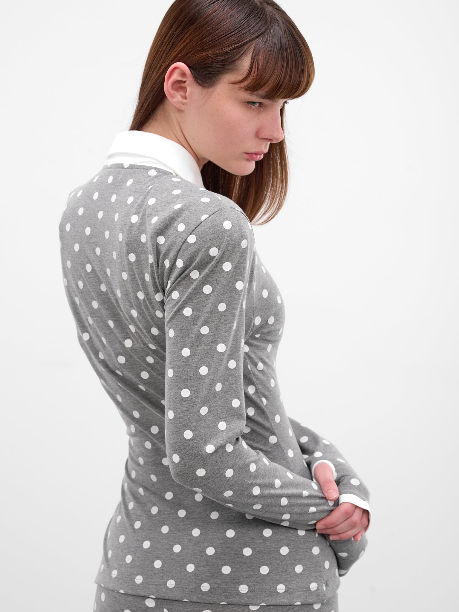 Gray Polka Dot Jersey Polo (RR-J115-GREY-POLKA-DOTS)