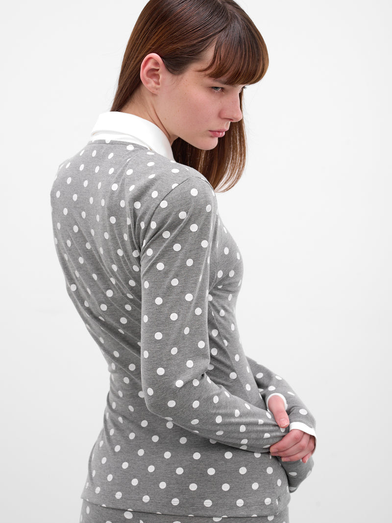 Gray Polka Dot Jersey Polo (RR-J115-GREY-POLKA-DOTS)