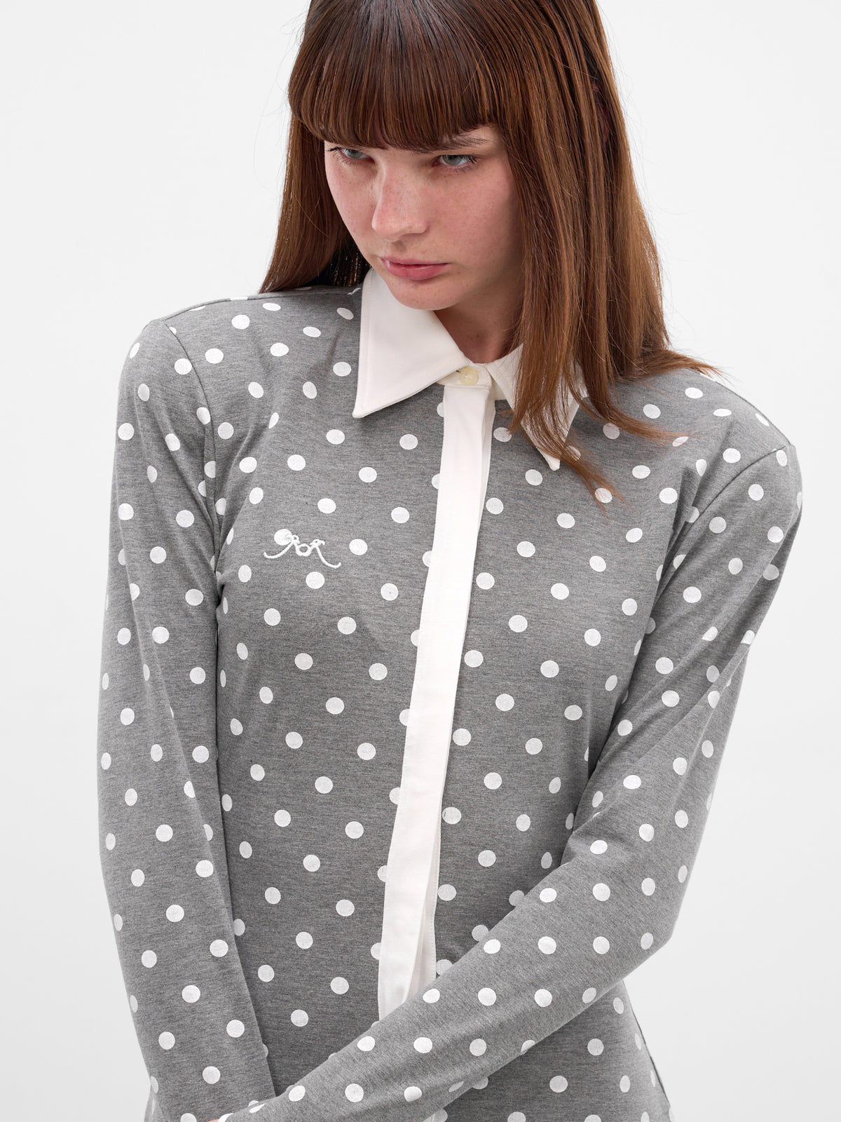 Gray Polka Dot Jersey Polo (RR-J115-GREY-POLKA-DOTS)