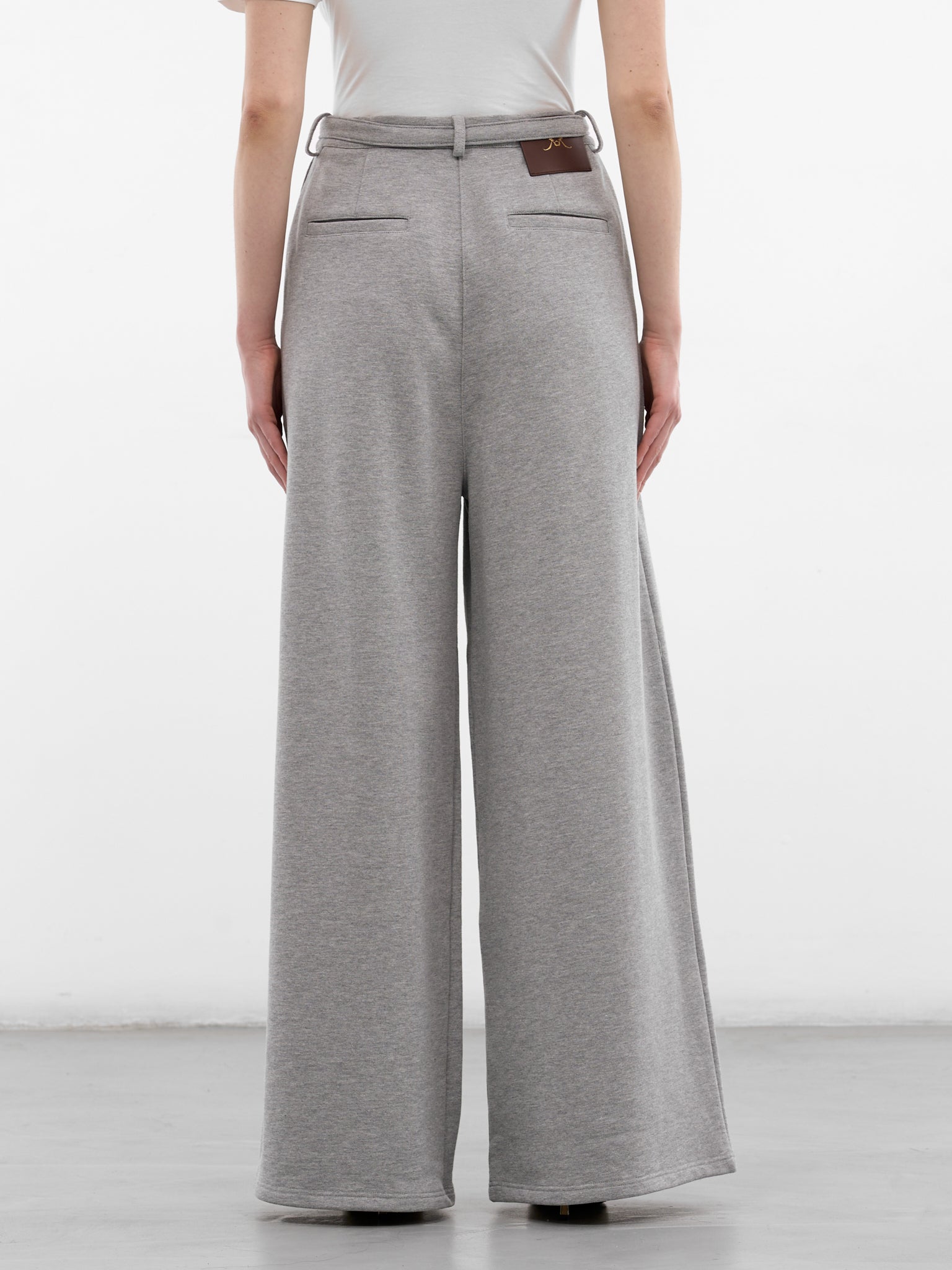 Gray Cotton Belted Pleated Sweatpants (RR-J46-GREY)