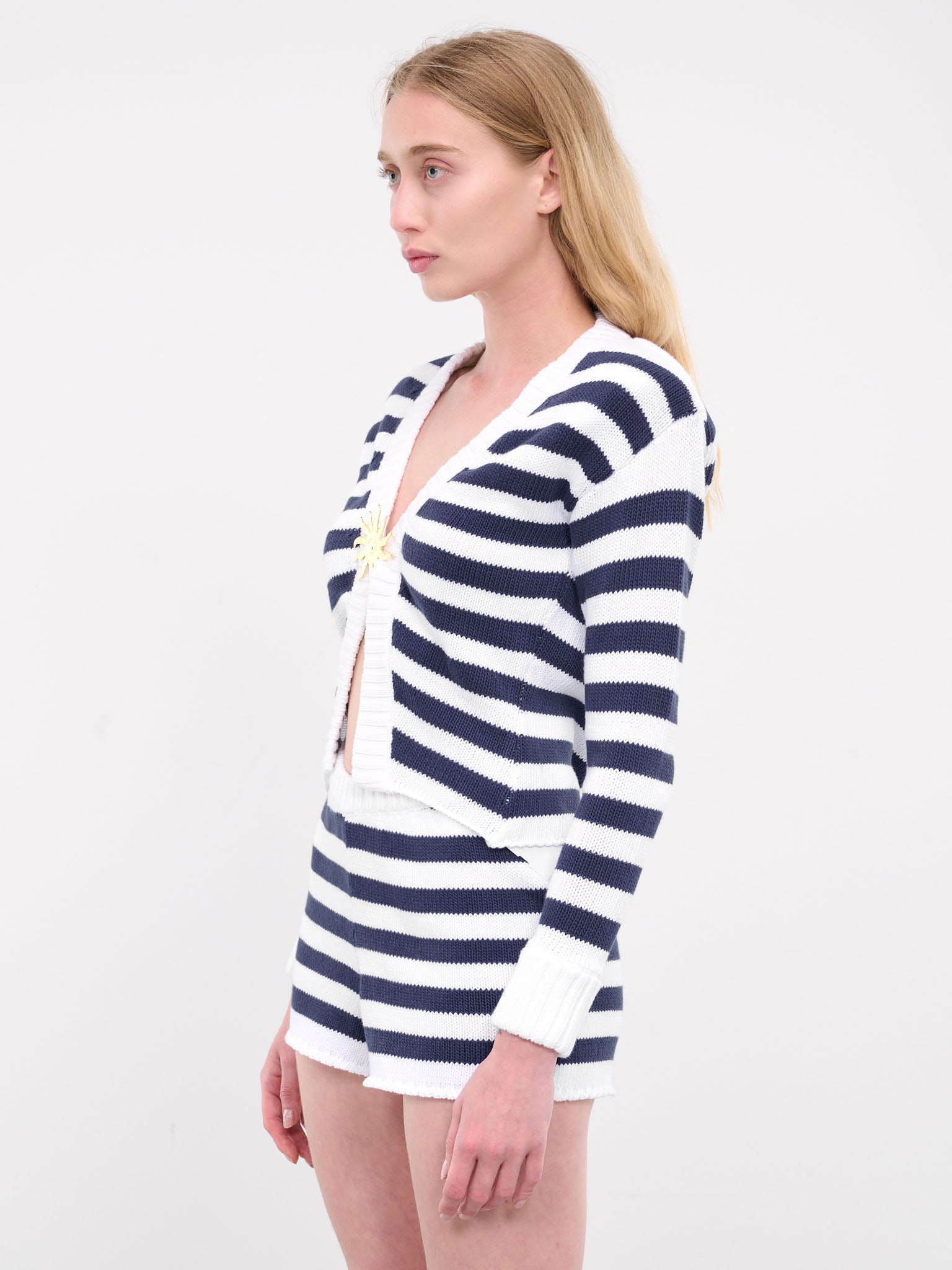 Stripe Knit Cardigan (RR-K037-BLUE-WHITE)