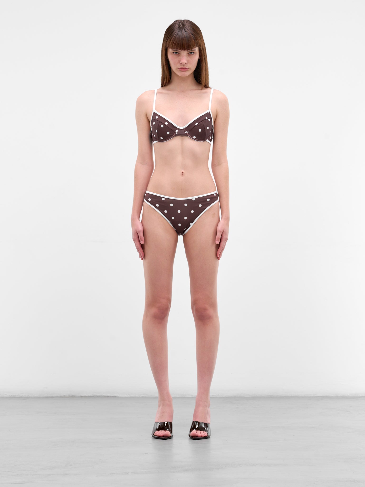 Brown Polka Dots Bikini Set (RR-SWIM07-BROWN-POLKA-DOTS)