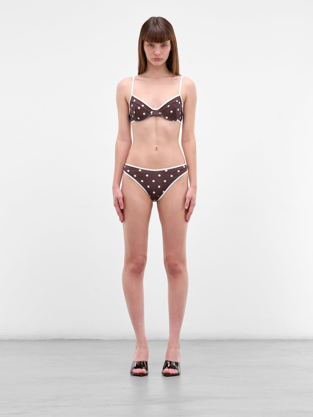 Brown Polka Dots Bikini Set (RR-SWIM07-BROWN-POLKA-DOTS)