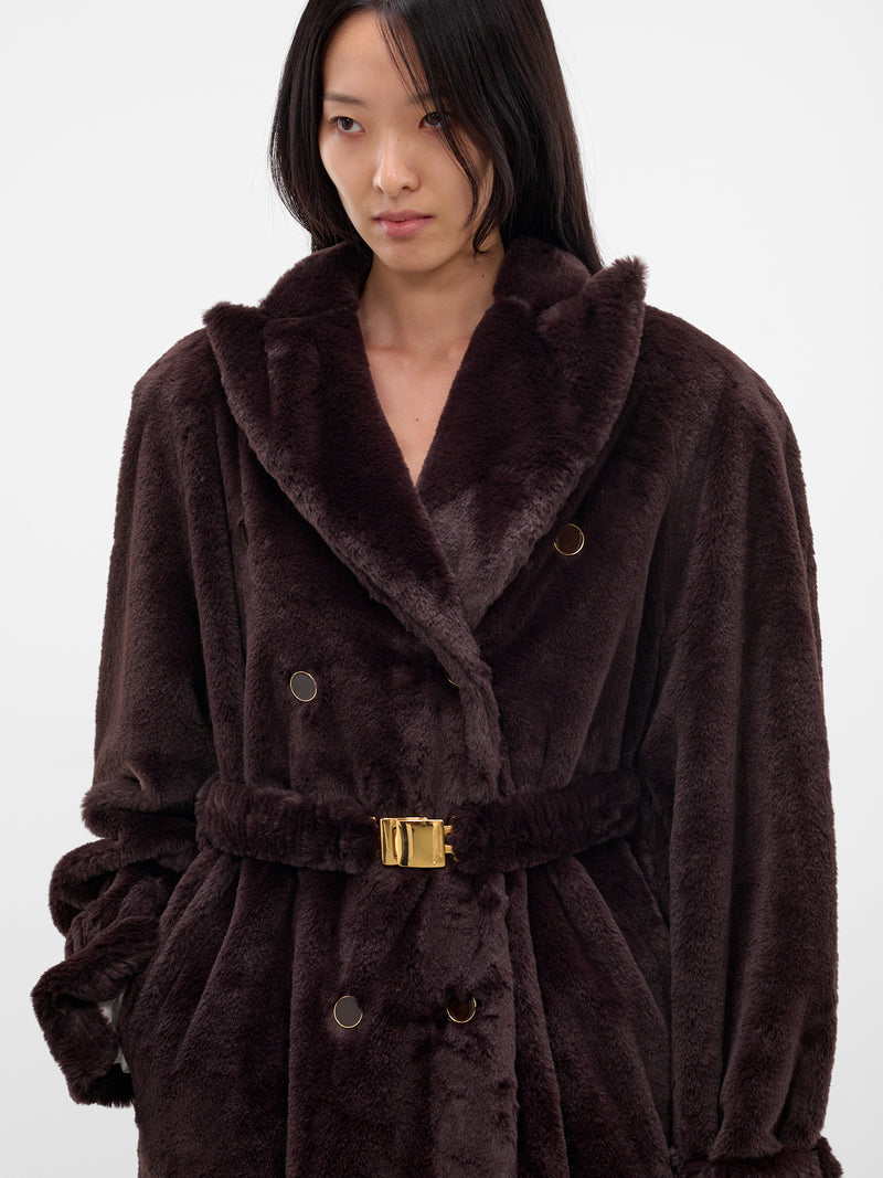 Brown Oversized Vegan Fur Coat (RR164-BROWN)