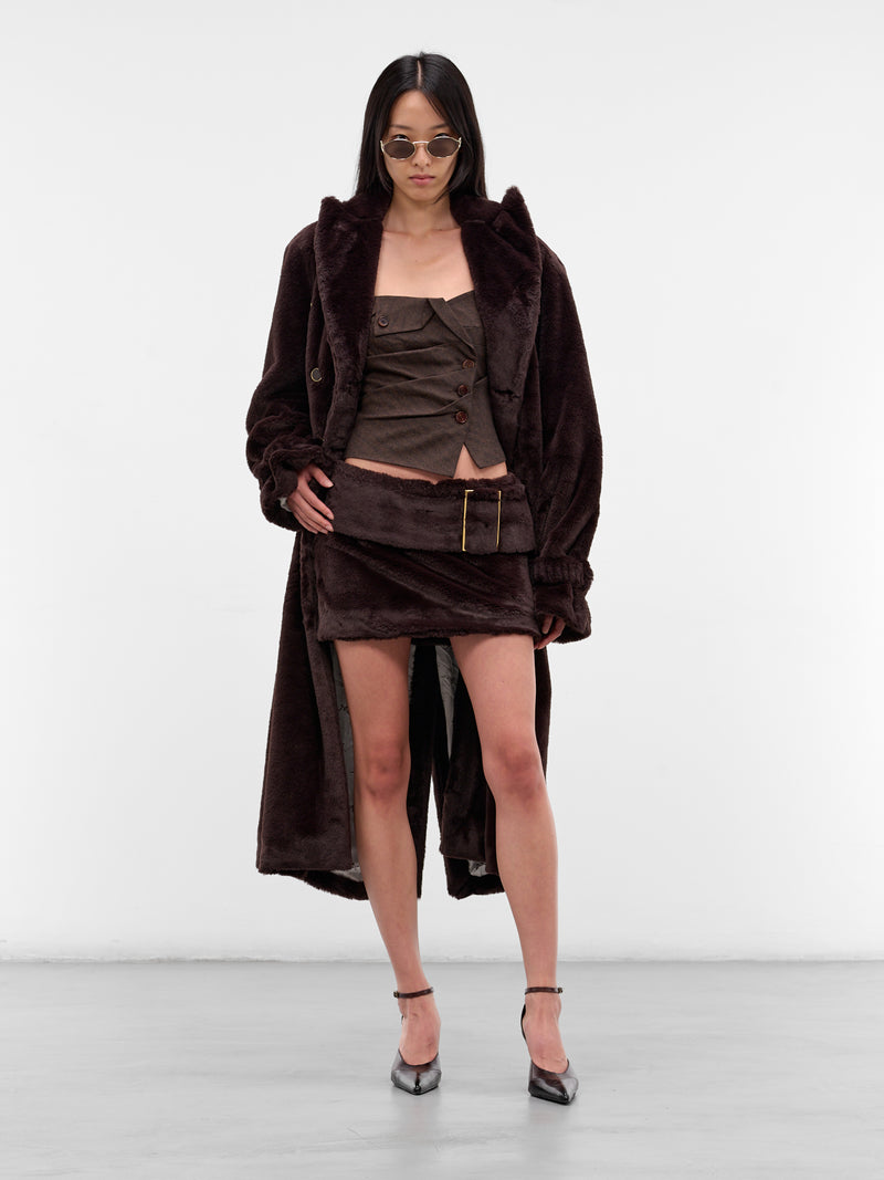 Brown Oversized Vegan Fur Coat (RR164-BROWN)