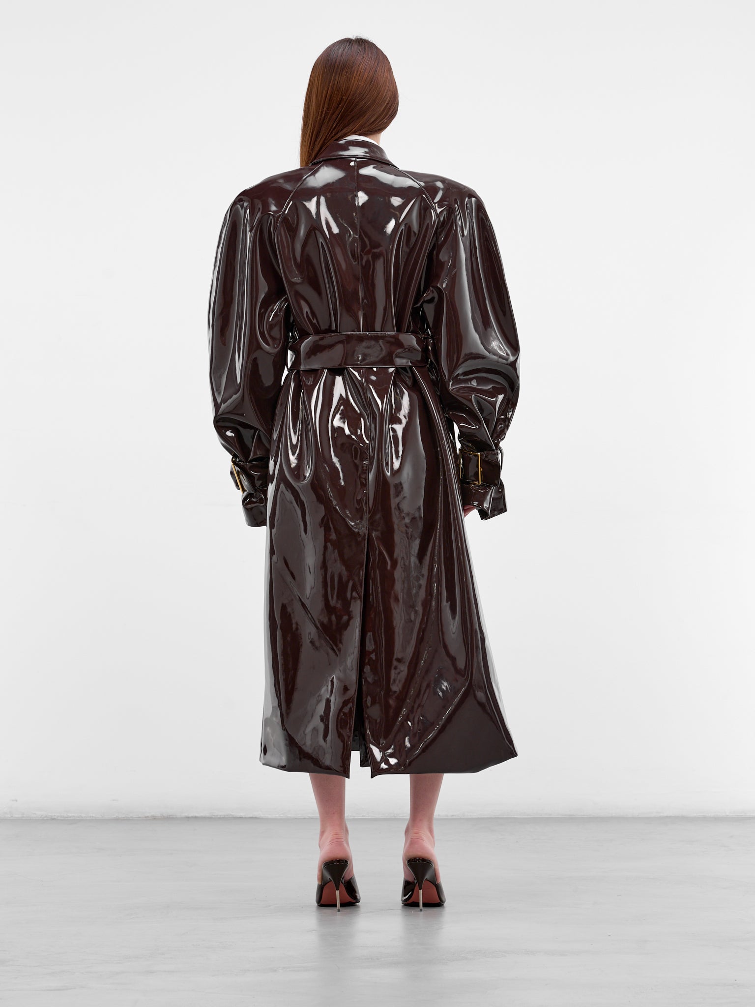 Brown Vinyl Oversized Trench Coat (RR164-BROWN)