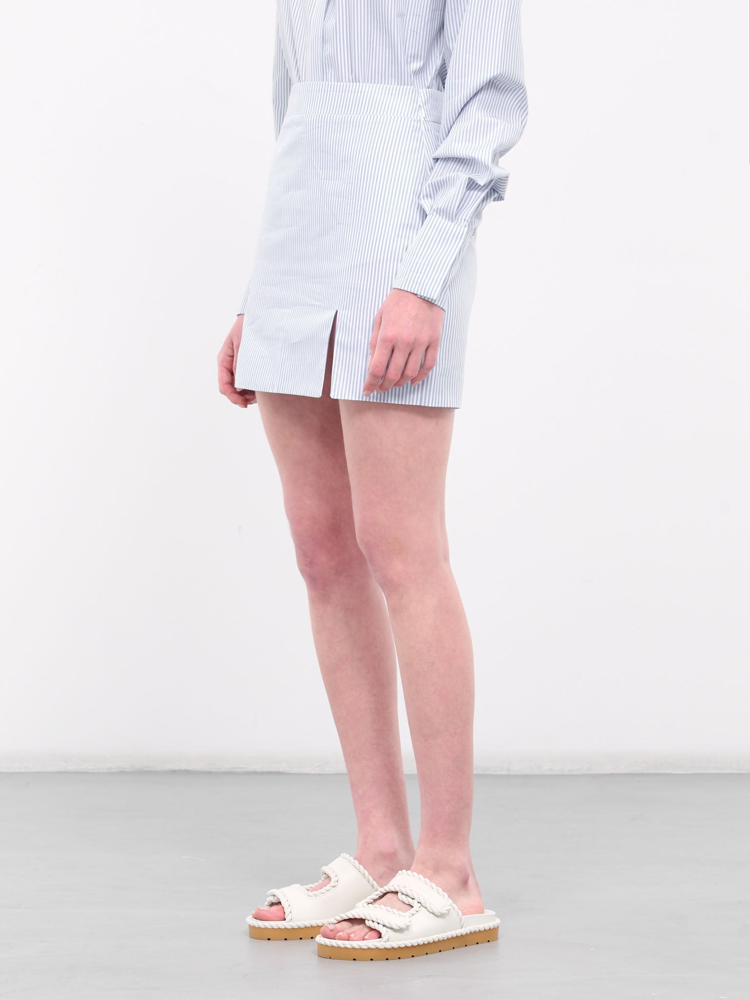 Poplin Striped Mini Skirt (RR255-BLUE-WHITE)