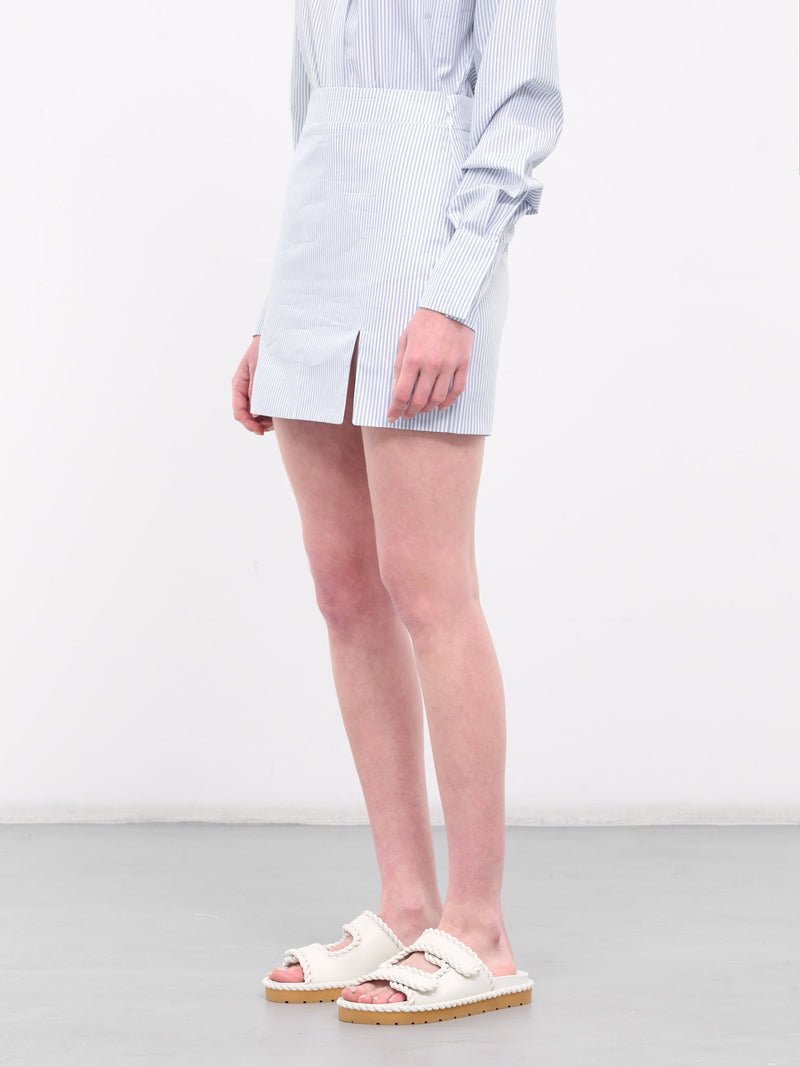 Poplin Striped Mini Skirt (RR255-BLUE-WHITE)