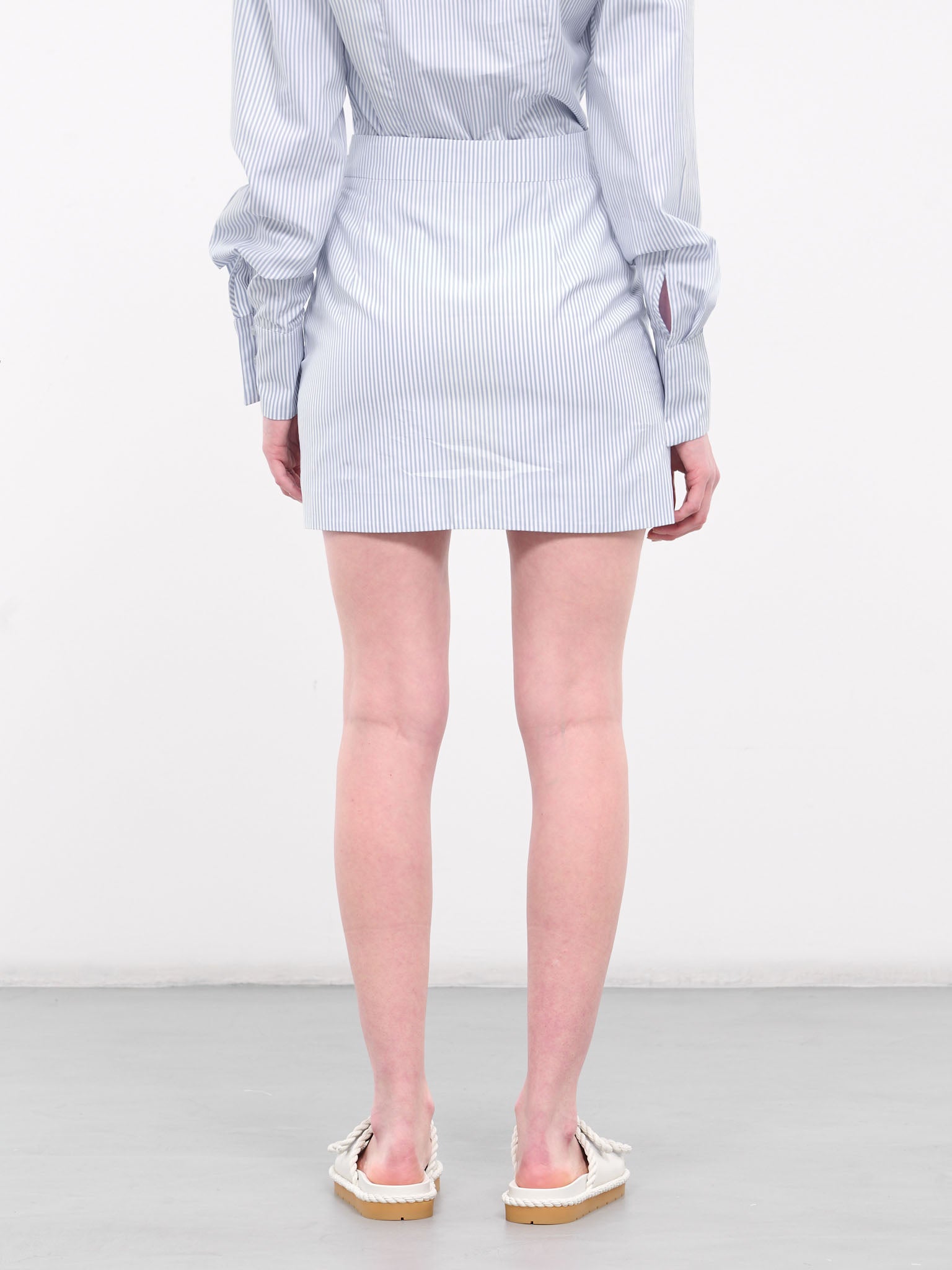 Poplin Striped Mini Skirt (RR255-BLUE-WHITE)