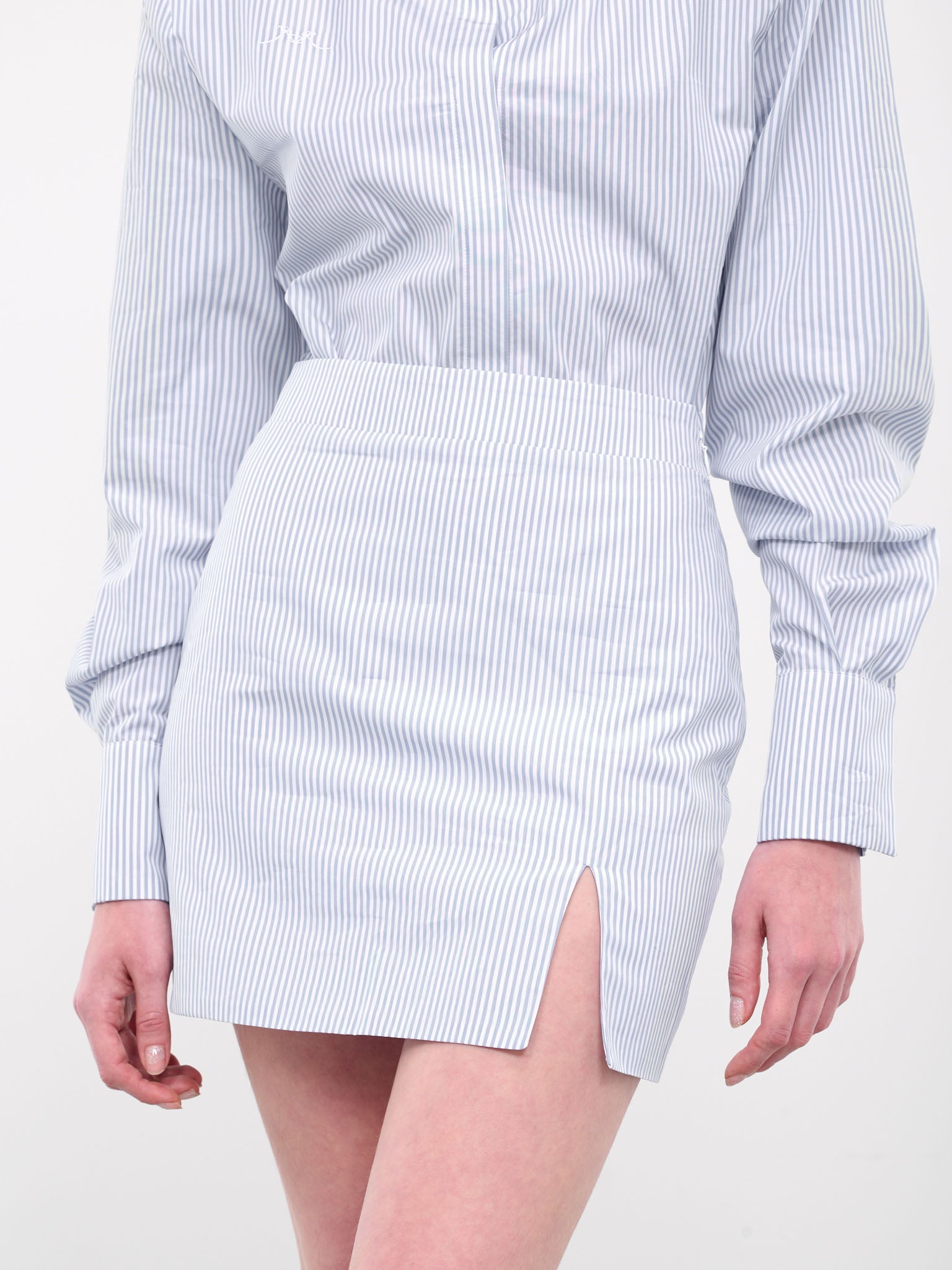 Poplin Striped Mini Skirt (RR255-BLUE-WHITE)