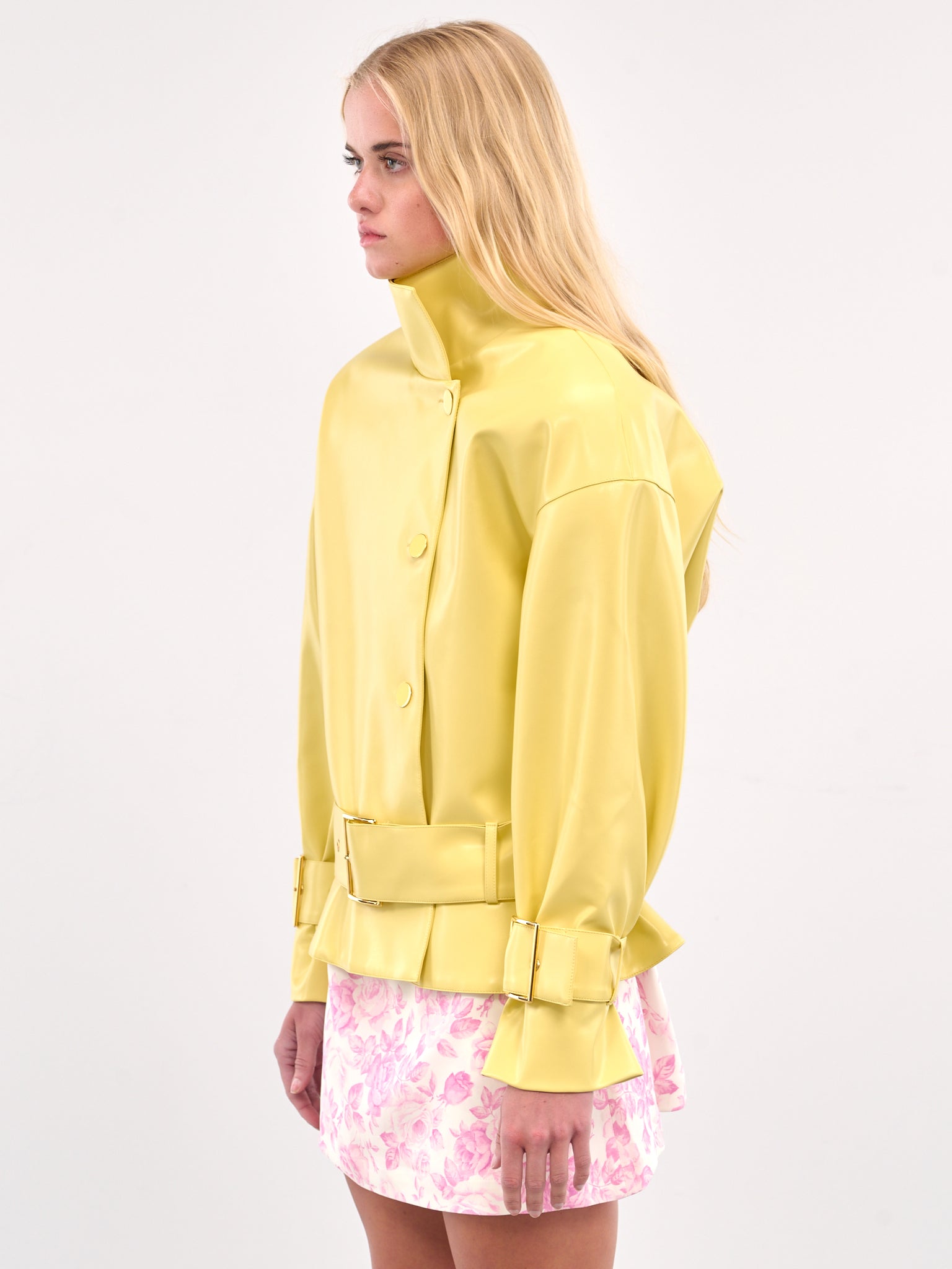 Double-Breasted Leather Jacket (RR403-S-YELLOW)
