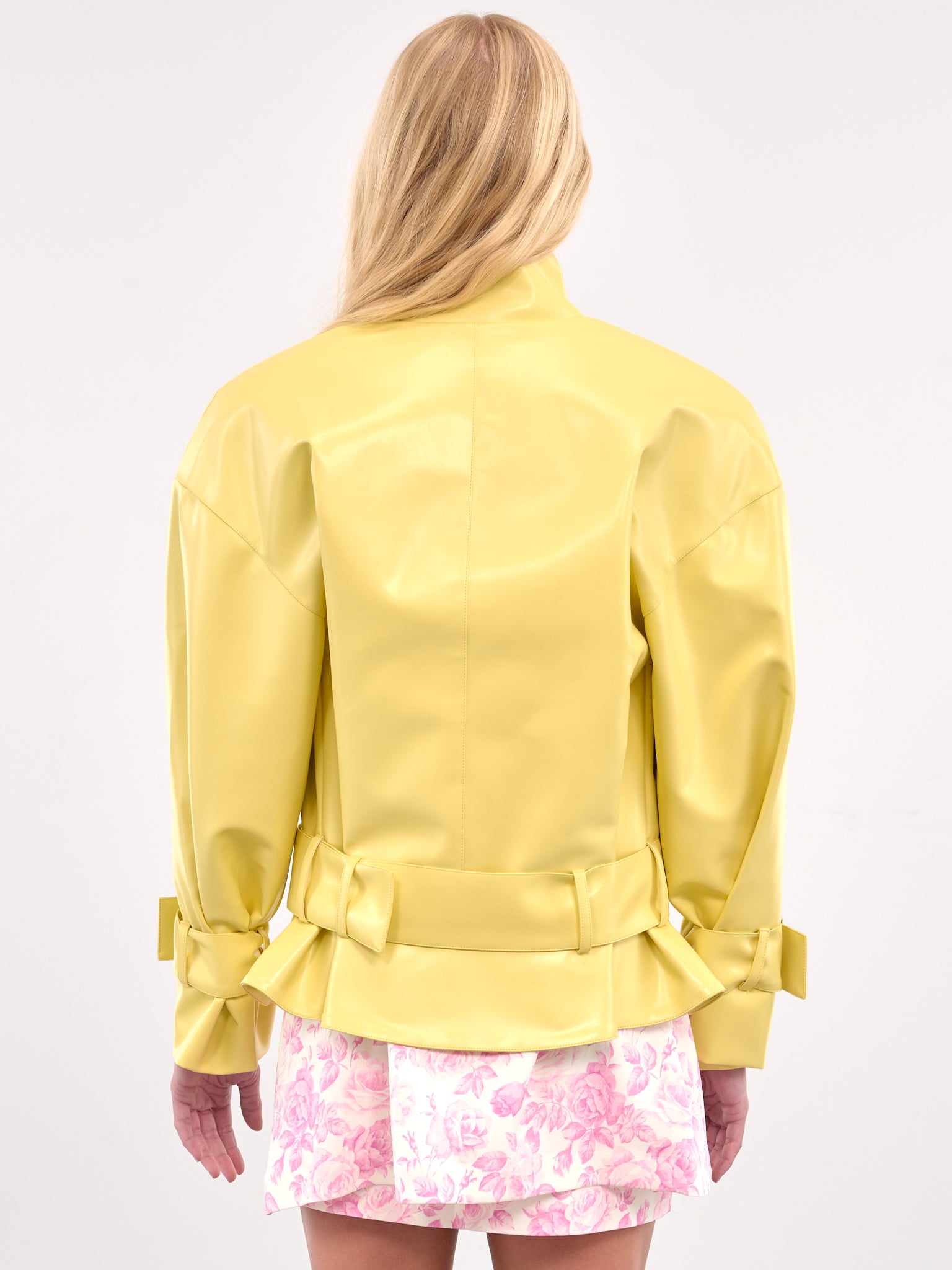 Double-Breasted Leather Jacket (RR403-S-YELLOW)